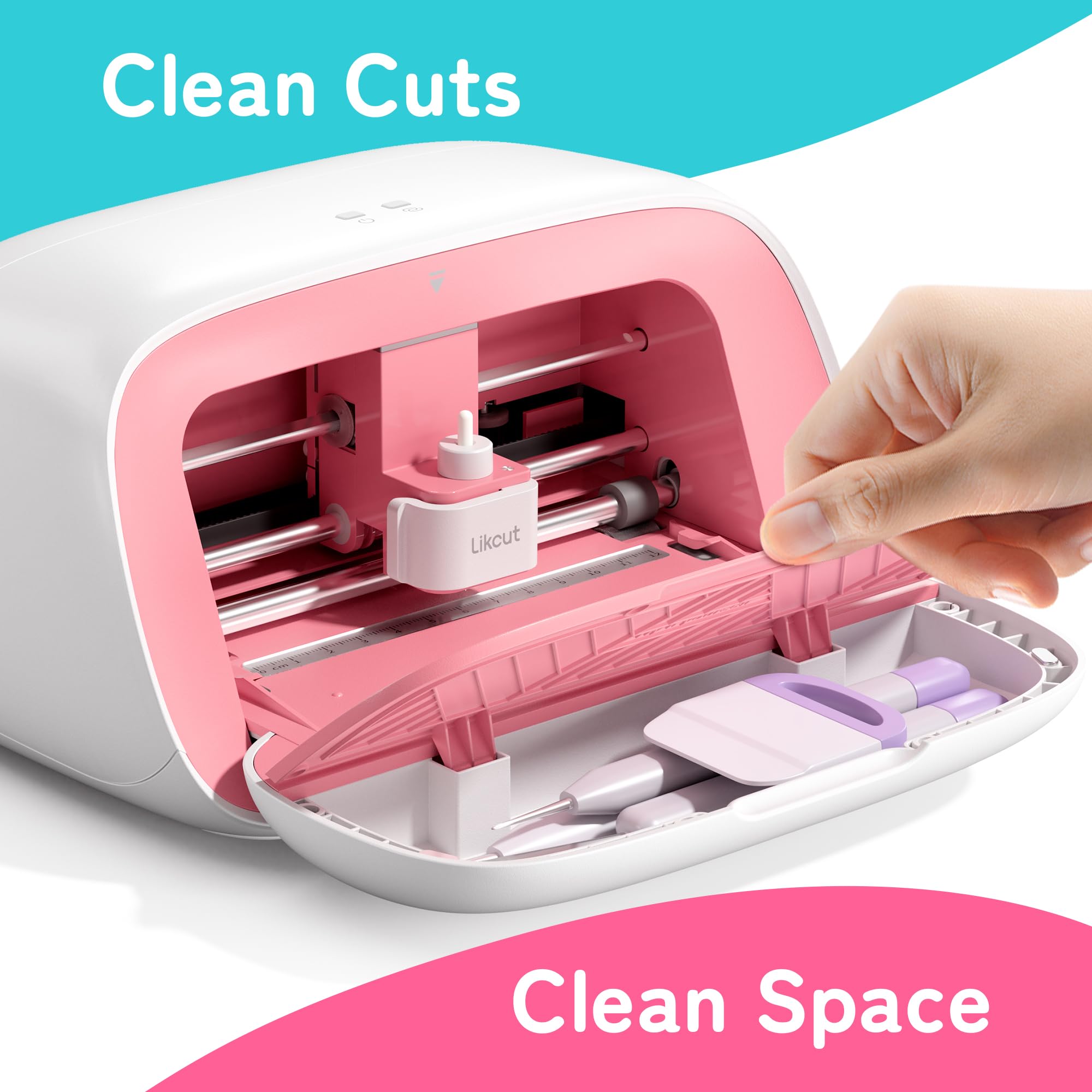 Likcut Vinyl Cutter Machine - Upgrade Glee S501 DIY Craft Cutting Tool | Portable Smart Sticker & Decal Maker for Home, School Projects, Wall Decor, T-Shirt Design | Perfect for Crafters, Artists & DIY Enthusiasts (Pink)