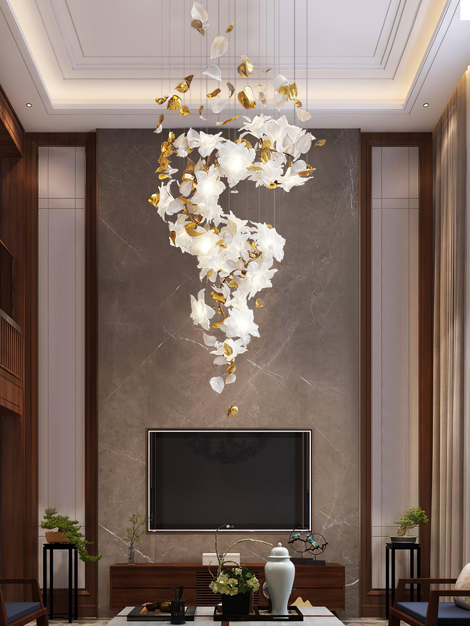 Flying Flowers Fluttering Chandelier - Elegant Butterfly Ceiling Light for Bedroom, Living Room & Nursery Decor | Boho Home Lighting Fixture
