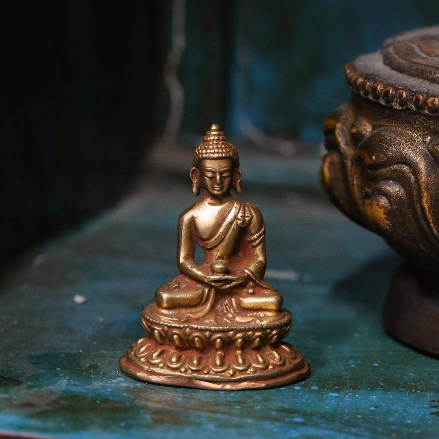 Amitabha Buddha Mini Gold Statue - 3 Inch Buddhist Statue for Home Altar, Meditation, Yoga & Spiritual Decor