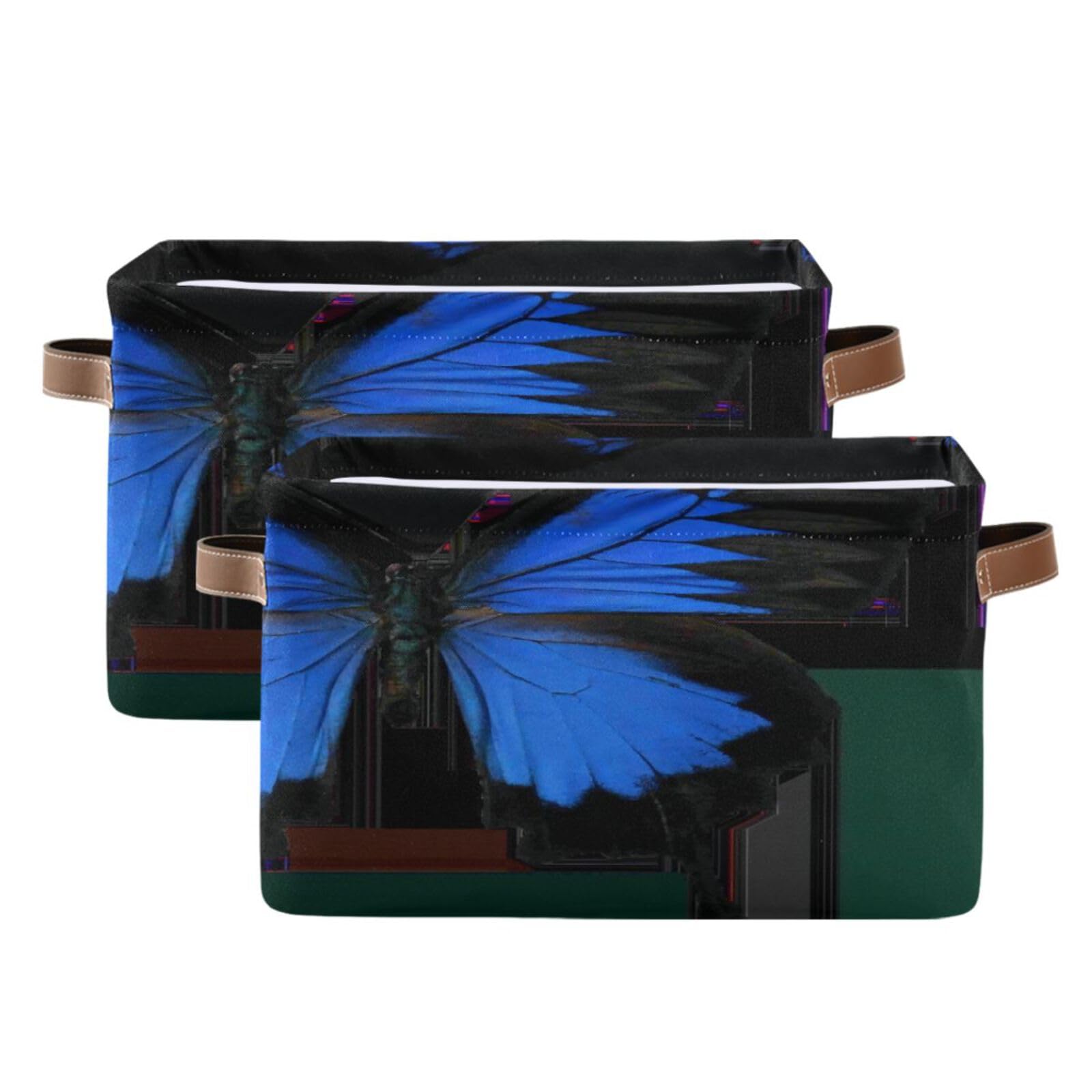 Large Fabric Storage Bins with Handles - Collapsible Closet Organizer Baskets for Shelves | Perfect for Clothes, Toys & Home Organization (Butterfly Pattern) | Bedroom, Nursery & Laundry Room Storage Solutions