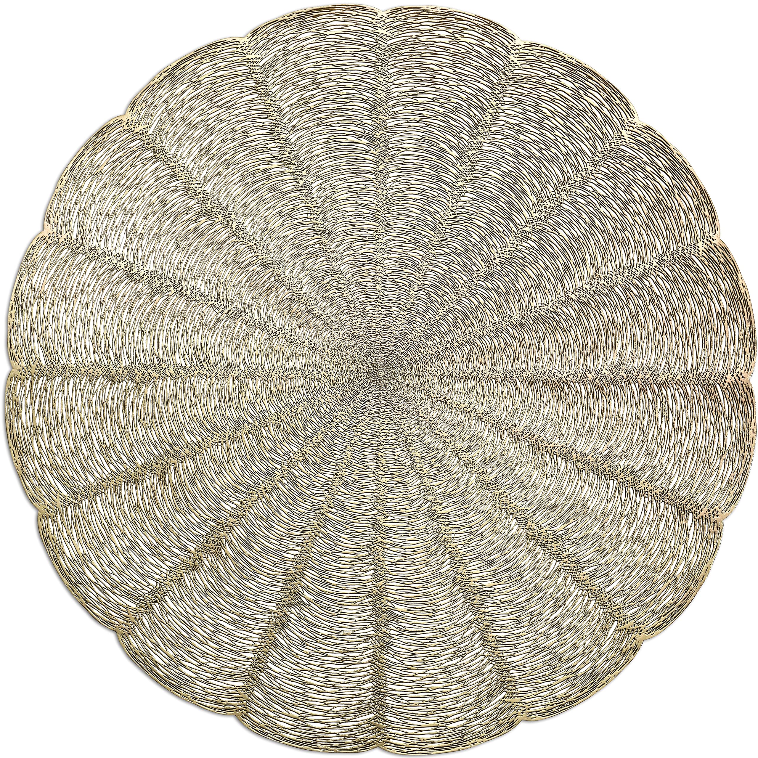 120-Piece Washable PVC Heat-Resistant Vinyl Table Mats Set - Bloom Matt Gold Centerpiece Placemats for Dining, Parties & Home Decor | Easy to Clean Woven Design for Everyday Use & Special Occasions