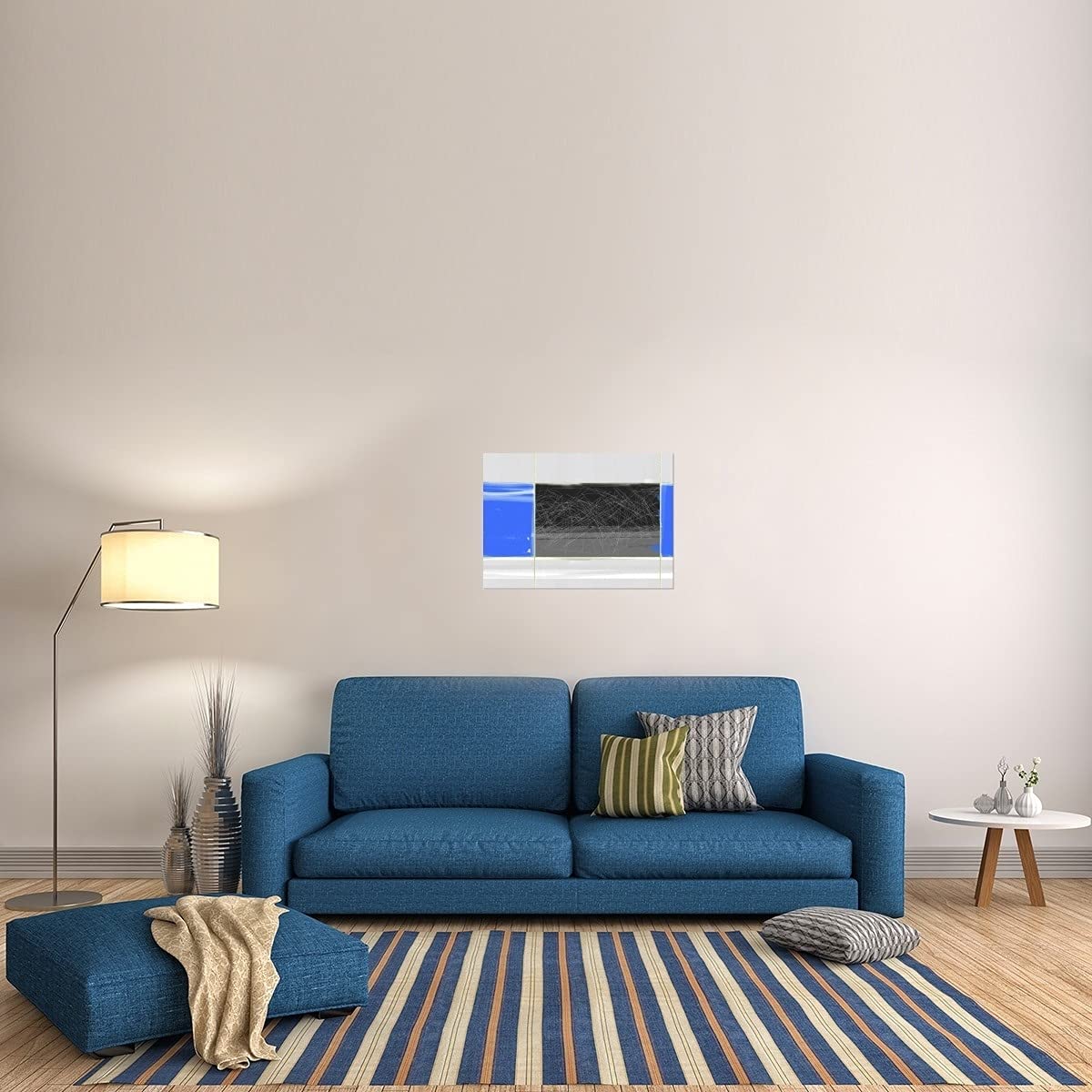 Abstract Blue and Grey Stretched Canvas Wall Art - Small Size Modern Painting for Living Room, Bedroom & Office Decor | Bentley Global Arts Group Naxart Studio