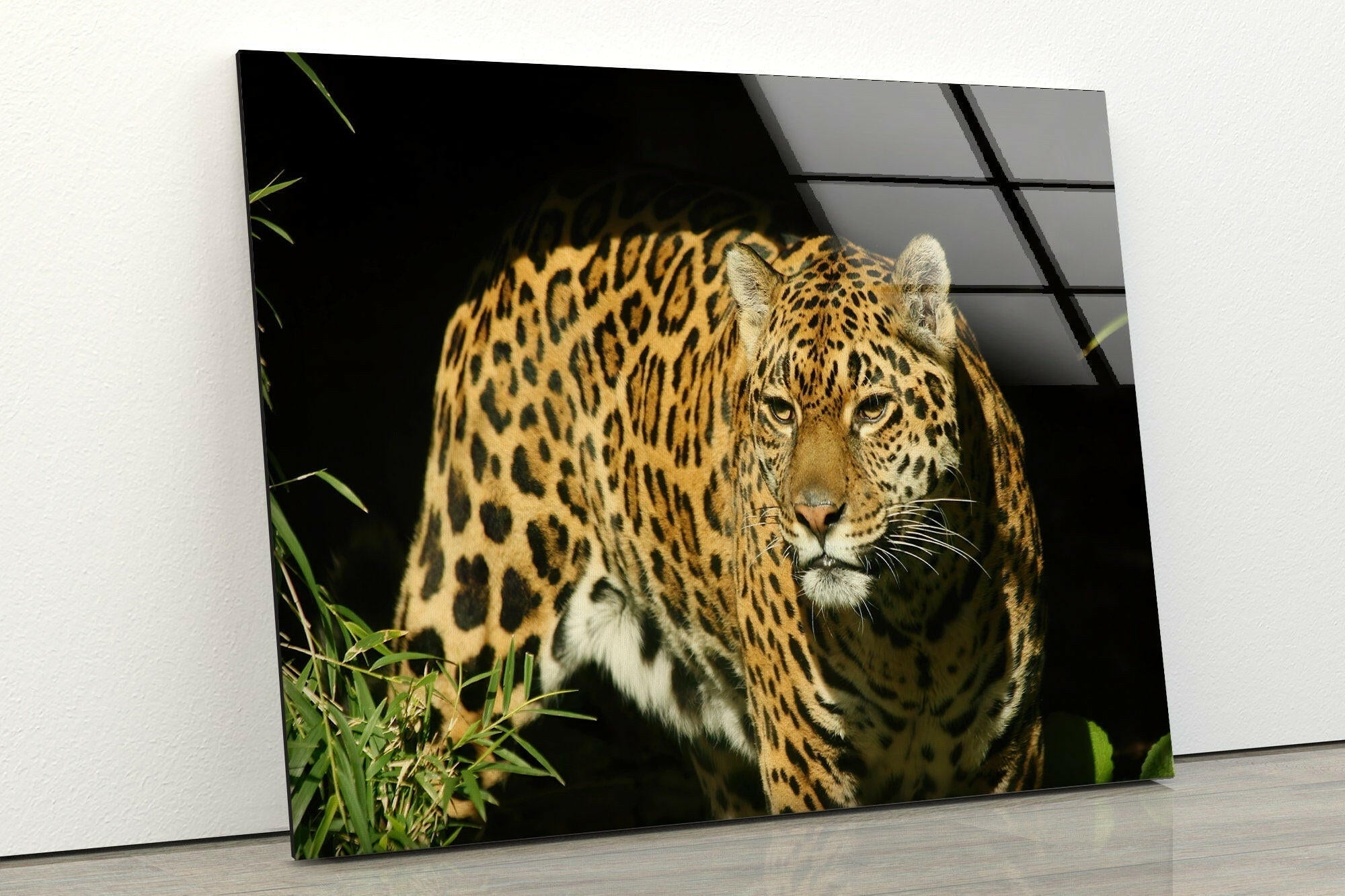 Stunning Amur Leopard Glass Wall Art - Handmade Wildlife Home Decor for Living Room, Bedroom & Office - Unique Animal Print Glass Panel