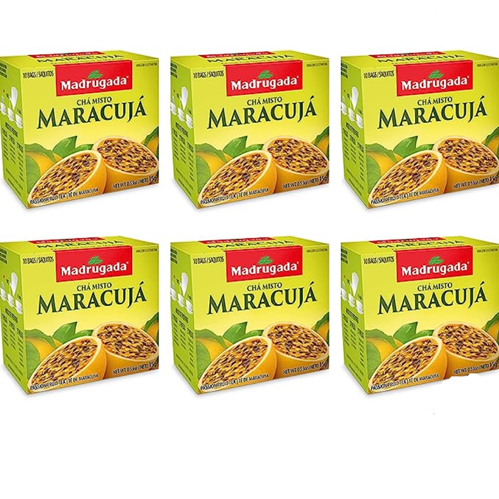 Premium Brazilian Passion Fruit Tea - 60 Natural Madrugada Tea Bags with 7 Brazil Fruit Disc Candies | Fast 2-Day Delivery | Perfect for Relaxation, Gifts & Healthy Lifestyle