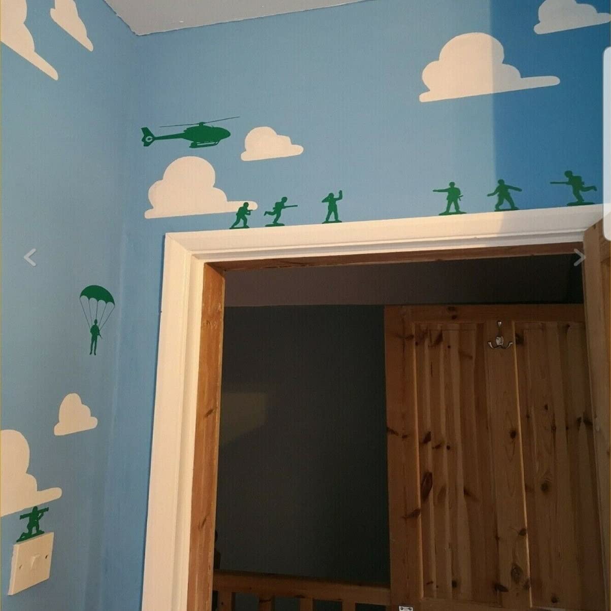 Military Army Men Wall Decals - Soldier & Helicopter Stickers for Boys Room Decor, Kids Bedroom Wall Art, Peel and Stick Home Decoration - Perfect for Nursery, Playroom & Themed Birthday Parties