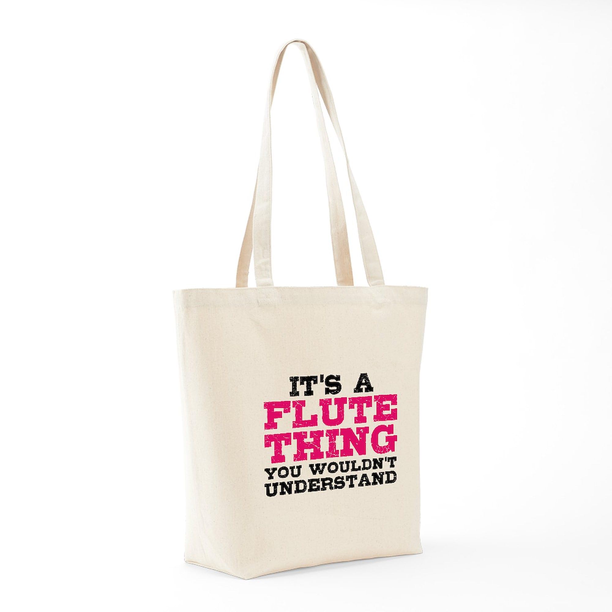 Flute Lover Tote Bag - Natural Canvas Reusable Shopping Bag for Groceries, Books & Music Accessories | Eco-Friendly & Durable