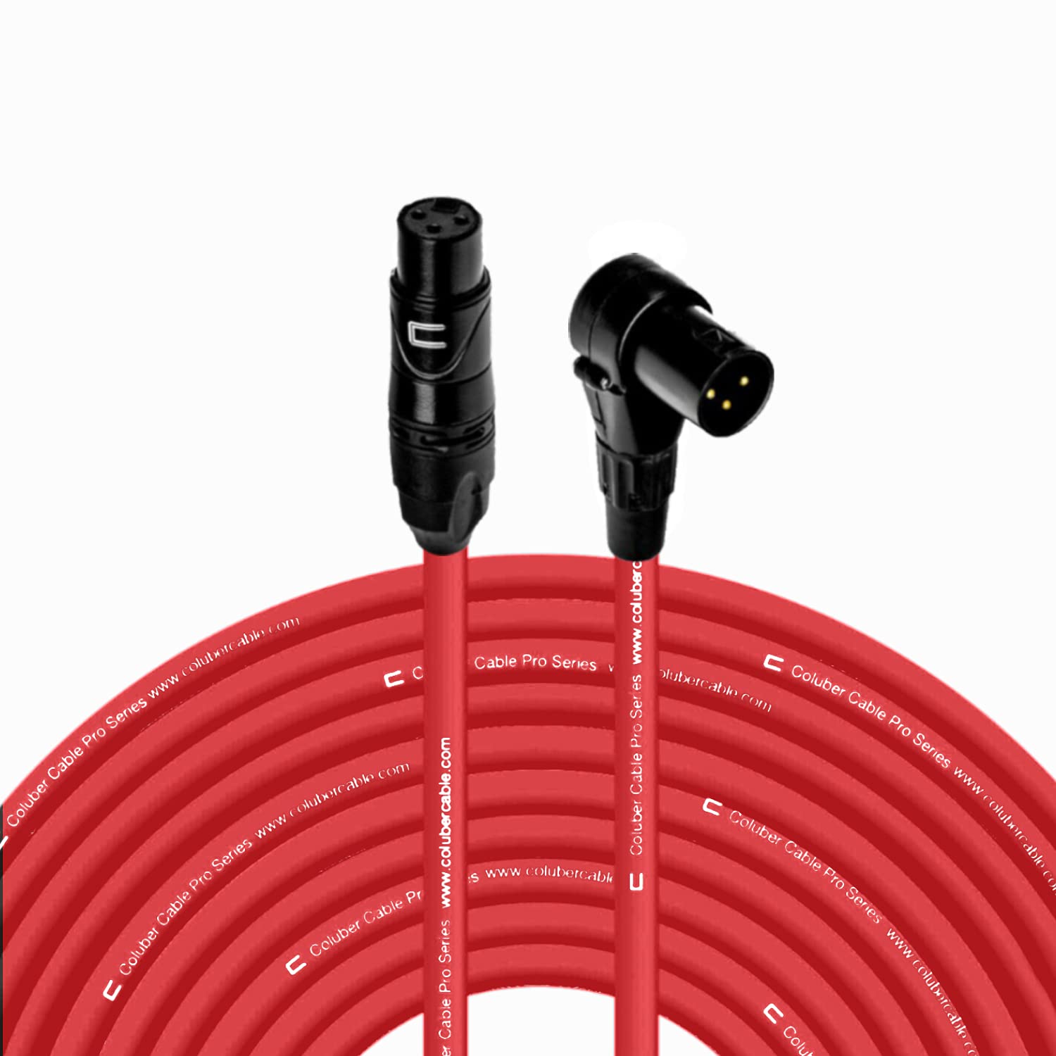 Professional 3-Pin XLR Cable Female to Right Angle XLR Male - 200 Feet Red - Balanced Microphone Connector for Powered Speakers, Audio Interfaces & Mixers - Ideal for Live Performances, Studio Recording & DJ Setups