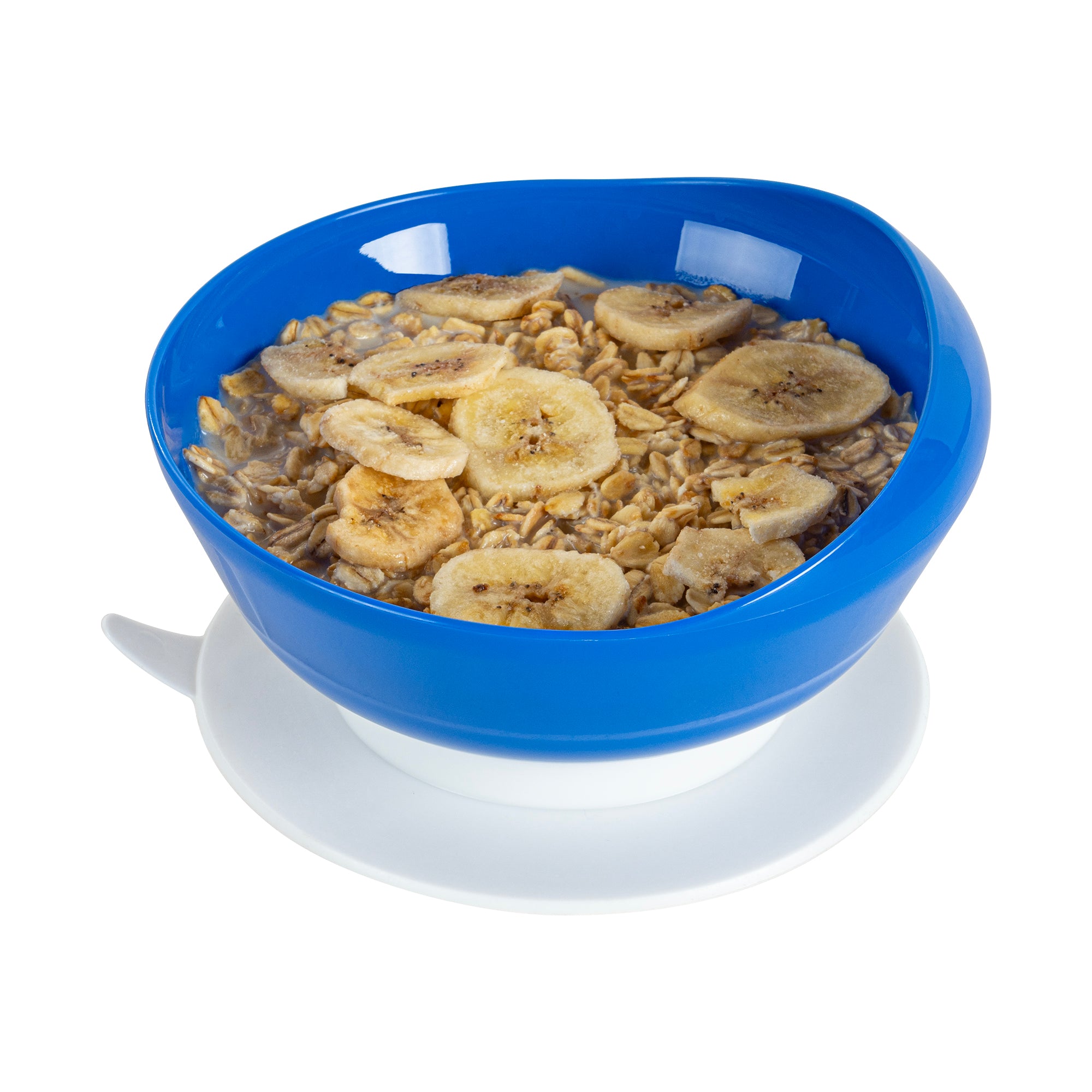 Adapt Tek 19 oz Round Blue Plastic Scoop Bowl with Spillproof Design & Suction Base - 5.75