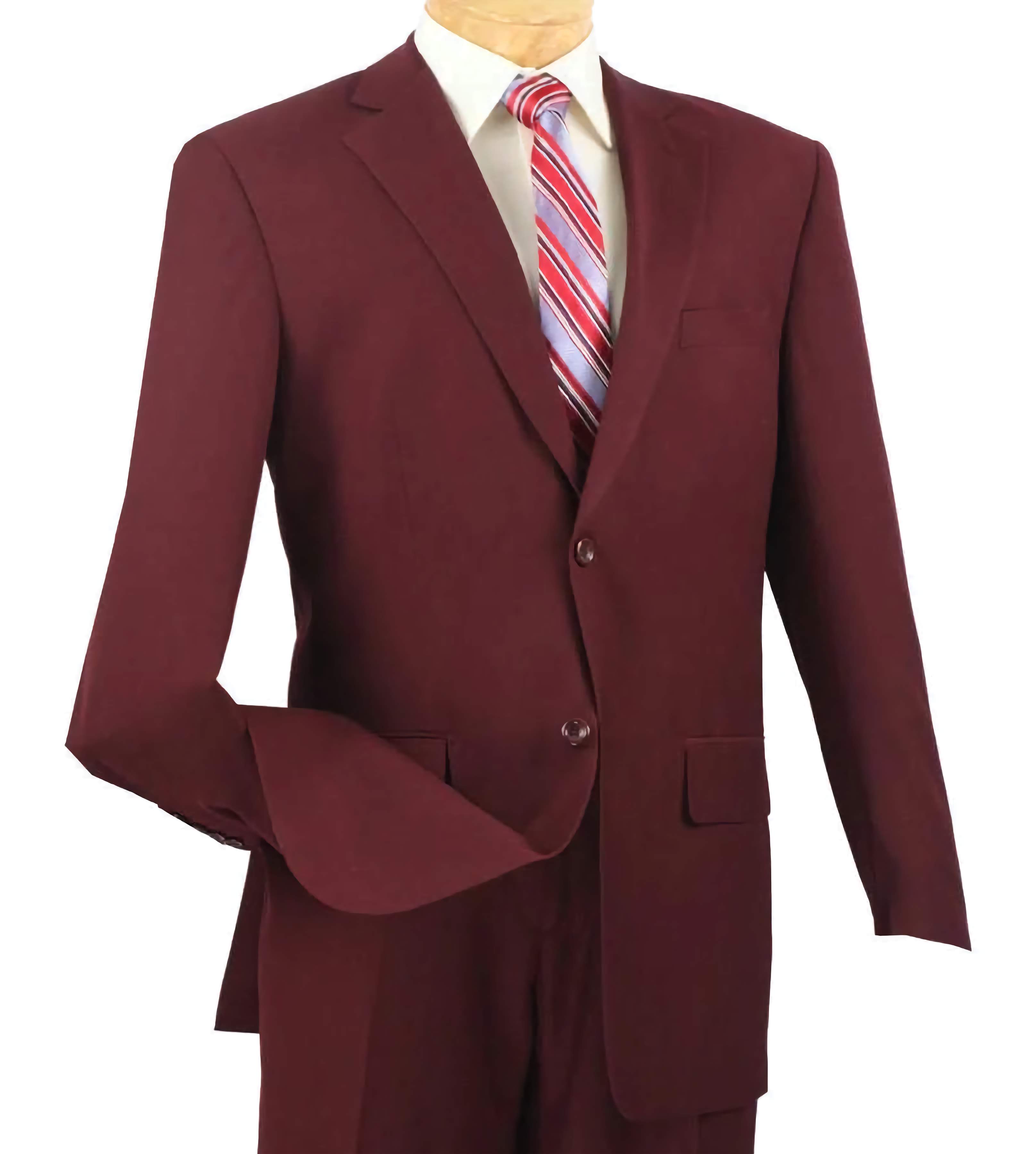Men's Regular Fit 2-Piece Suit Set with 2-Button Textured Weave in Burgundy - Perfect for Business Meetings, Weddings & Formal Events