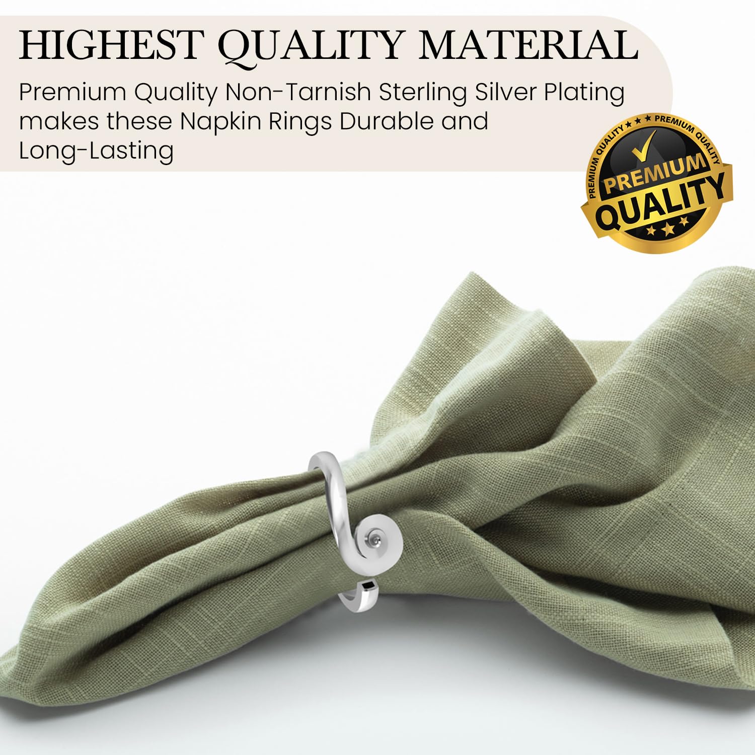 Elegant Silver-Plated Floral Leaf Napkin Rings - Engravable Personalized Wedding Napkin Holders | Premium Gift Box | Stainless Steel Dining Accessories for Wedding, Party & Home Decor