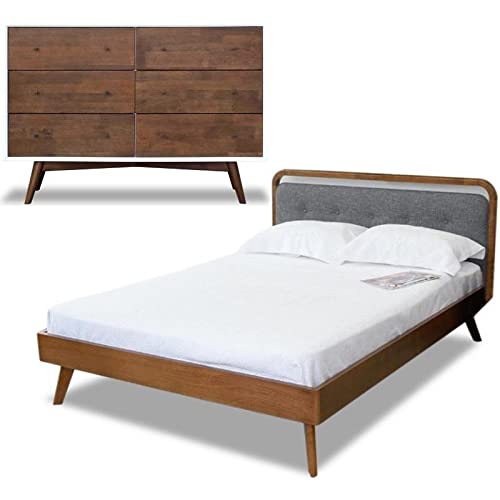 Home Square 2-Piece Queen Bedroom Set - Platform Bed with 6-Drawer Dresser for Modern Home Decor | Perfect for Master Bedrooms, Guest Rooms & Small Spaces