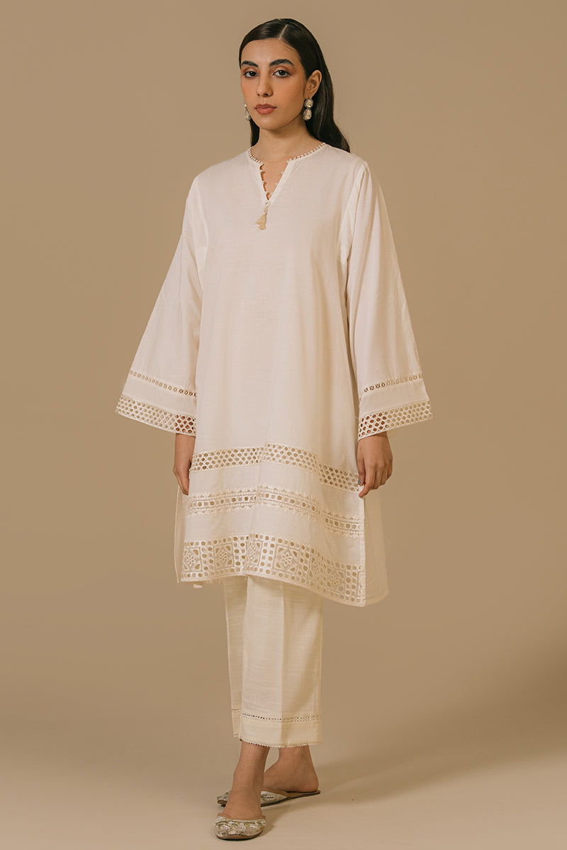 Elegant Ivory Mist Lawn Embroidered Shirt for Women - Breathable Summer Blouse for Casual Outings & Garden Parties