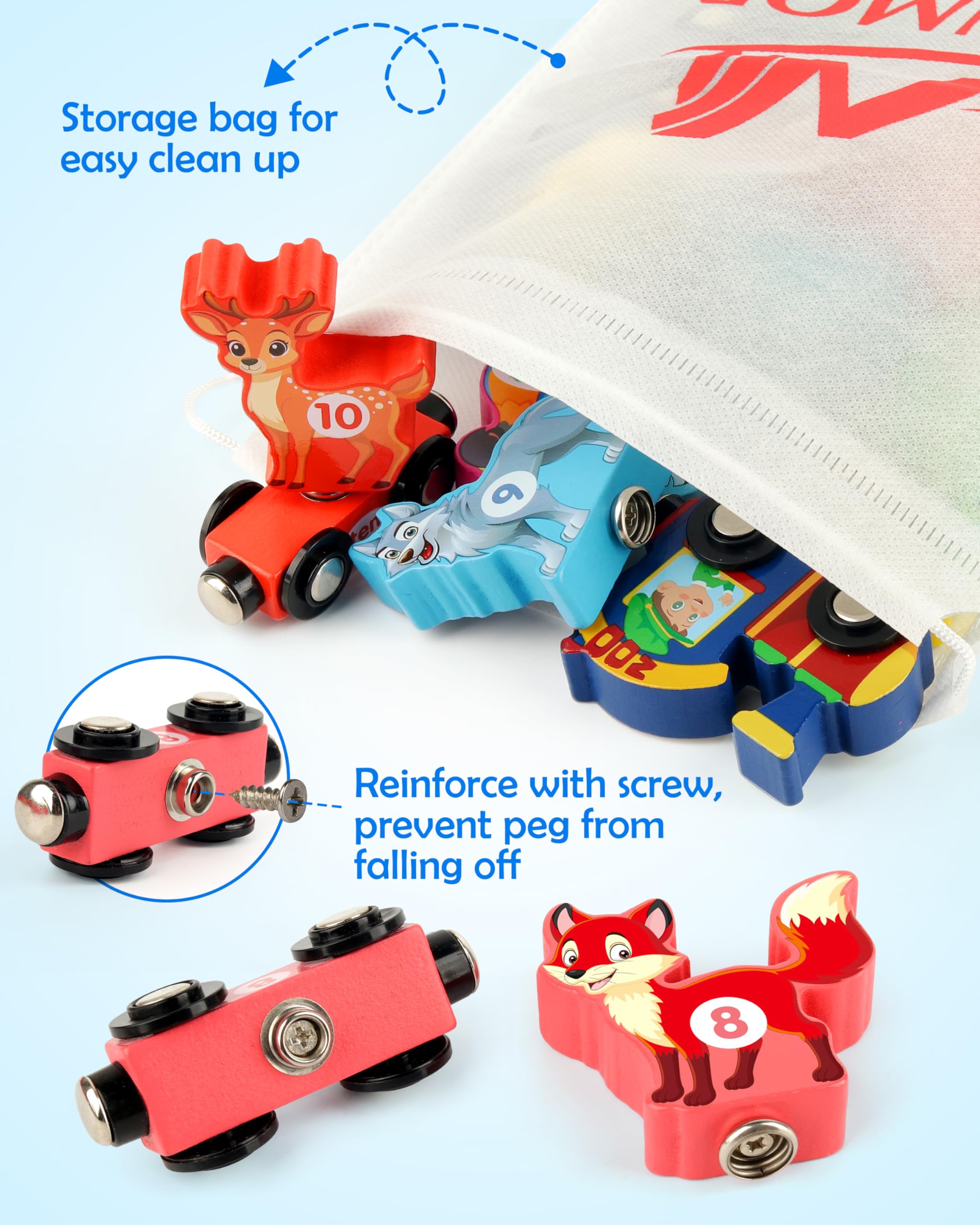 Vanmor Magnetic Wooden Train Set for Toddlers - Educational Animal Number Train Toy for Kids Ages 3-5 | STEM Learning Toy for Fine Motor Skills Development | Perfect Preschool Activity & Birthday Gift for Boys & Girls | Great for Playroom, Classroom & Travel Entertainment