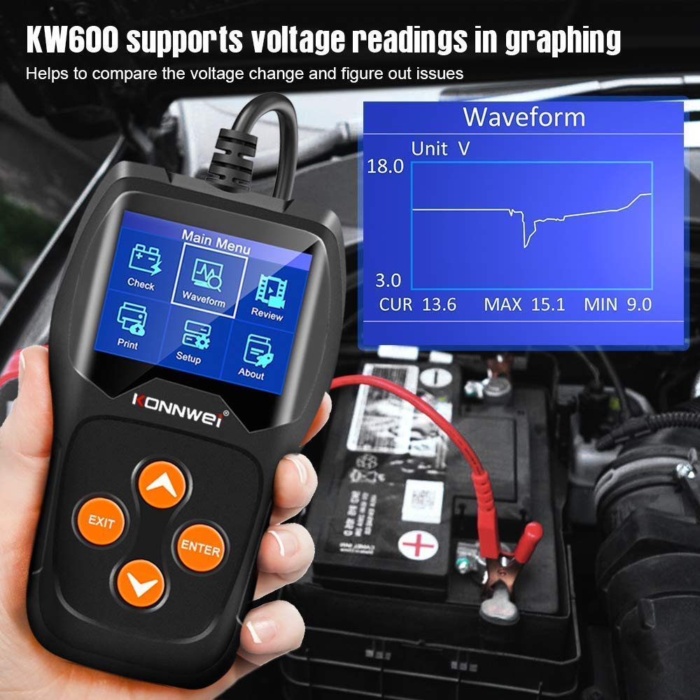 KW850 OBD2 Scanner & KW600 Car Battery Tester - Professional Automotive Diagnostic Tool for Engine Fault Codes, Battery Health Check - Perfect for Mechanics, DIY Car Enthusiasts & Home Vehicle Maintenance