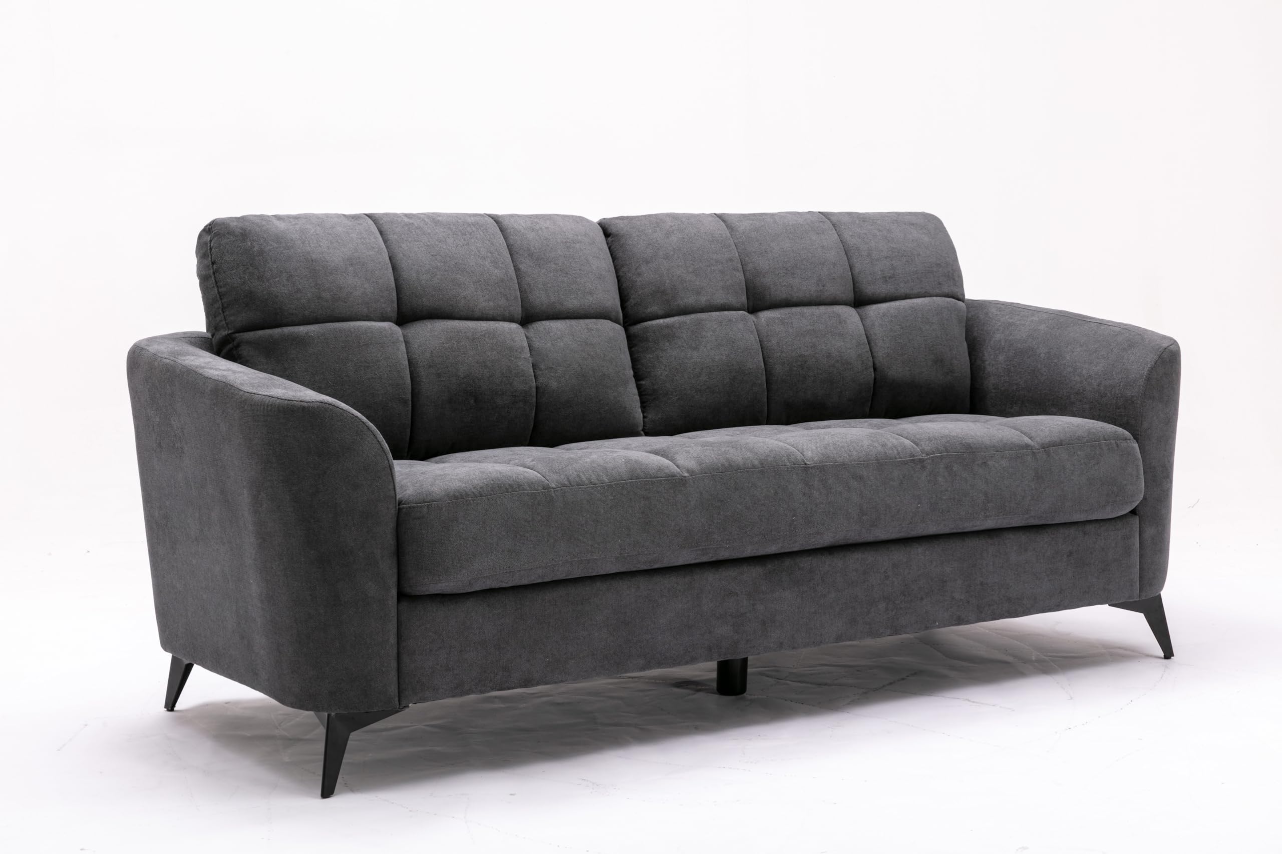 Lilola Home Callie Gray Velvet Fabric Sofa - Modern Velvet Couch for Living Room, Apartment & Lounge - Soft & Comfortable Upholstered Sofa for Home Decor