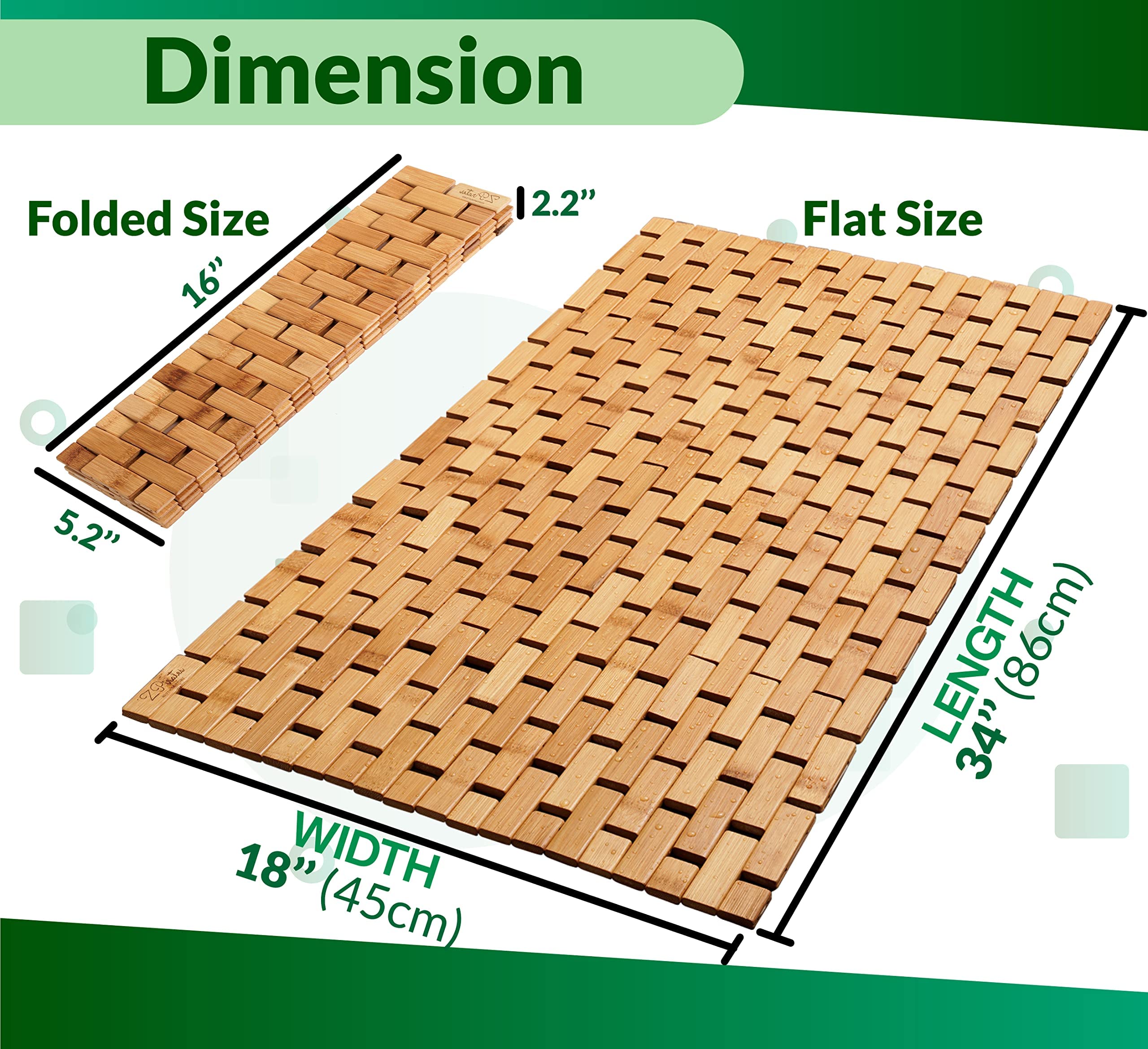Premium Bamboo Bath Mat - Large 34