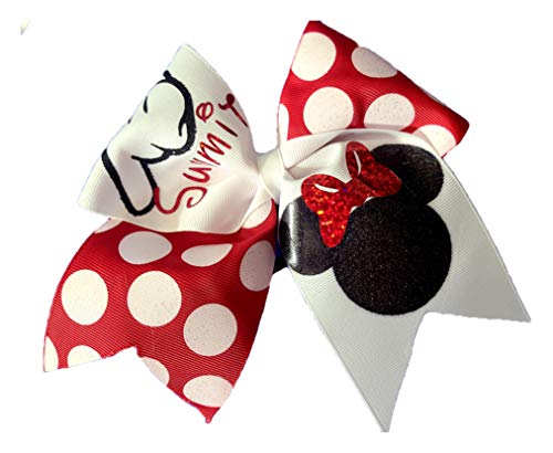 Minnie Mouse Polkadot Cheer Bows for Girls - White Hair Bows for Cheerleading, Dance, and Sports Events - Perfect for Kids' Parties and School Activities