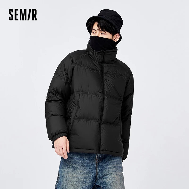 Men's Waterproof Down Jacket Winter Warm Lightweight Comfortable Stand Collar Thick Puffer Coat - Perfect for Outdoor Activities, Skiing, and Cold Weather