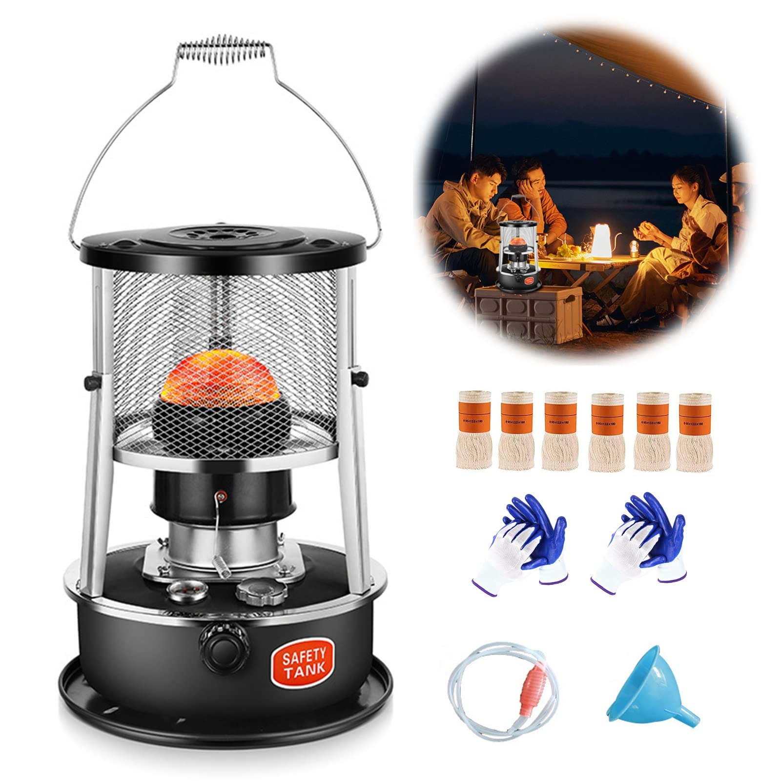 Portable 4.6L Kerosene Stove - 8900 BTU Outdoor Heater for Camping, Hunting & Emergency Use | Wick Heater for Tents, Winter Hiking & Ice Fishing | Convection Camp Stove for Christmas Parties & Outdoor Gatherings