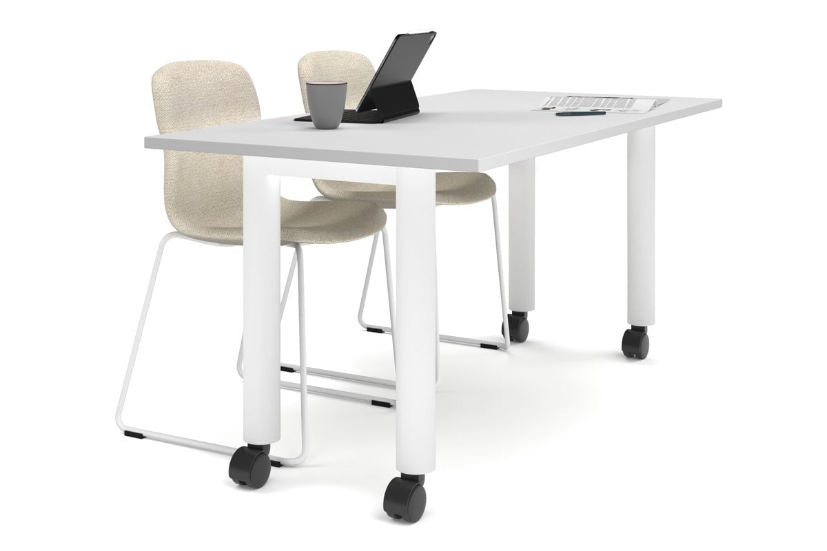 Quadro 80mm Cylinder Leg Mobile Table - 1600L x 800W Adjustable Height Workbench | Perfect for Office, Workshop, and Industrial Use