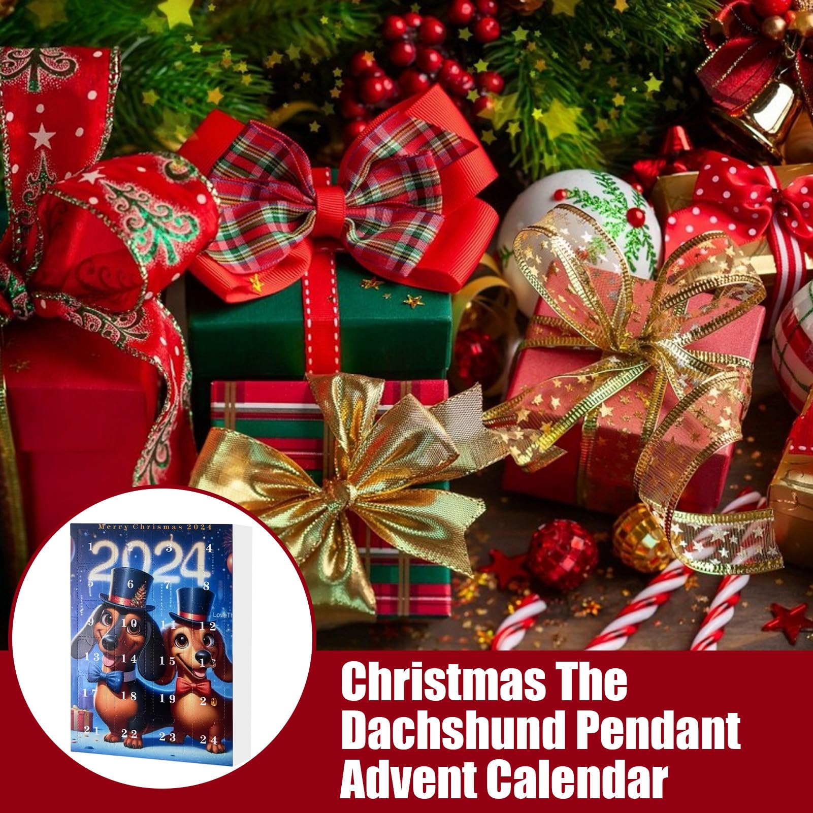 Dachshund Christmas Advent Calendar for Dogs - 24-Day Countdown Box with Holiday Treats & Toys | Perfect Gift for Pet Lovers | Festive Dog-Themed Holiday Decor & Dachshund Pendant | Ideal for Christmas Countdown & Pet Celebration