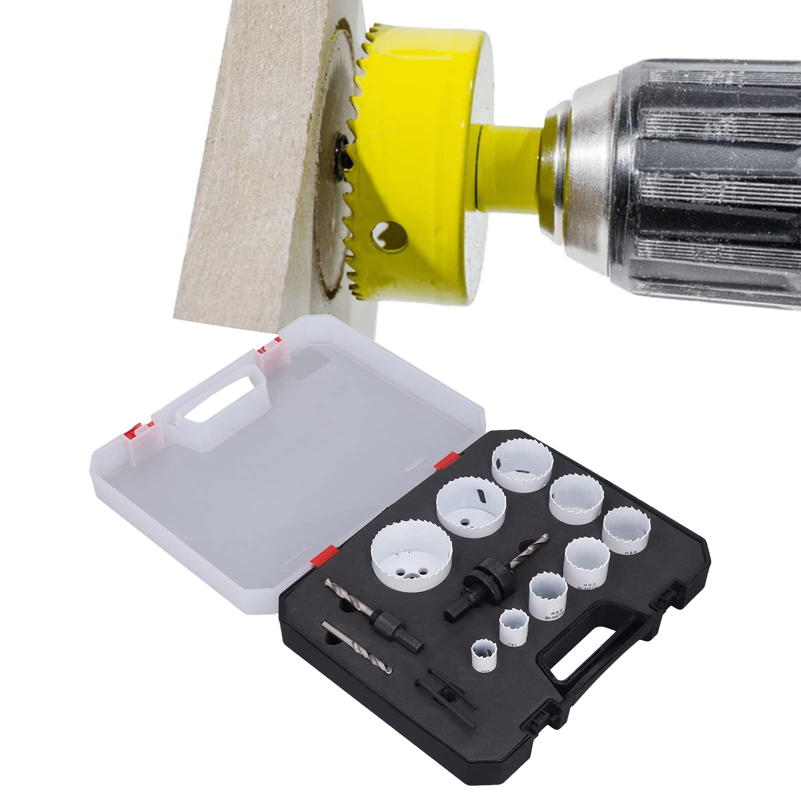 15Pcs Carbide Hole Saw Kit - High Speed Steel Drill Bits for Metal, Wood & Plastic Cutting
