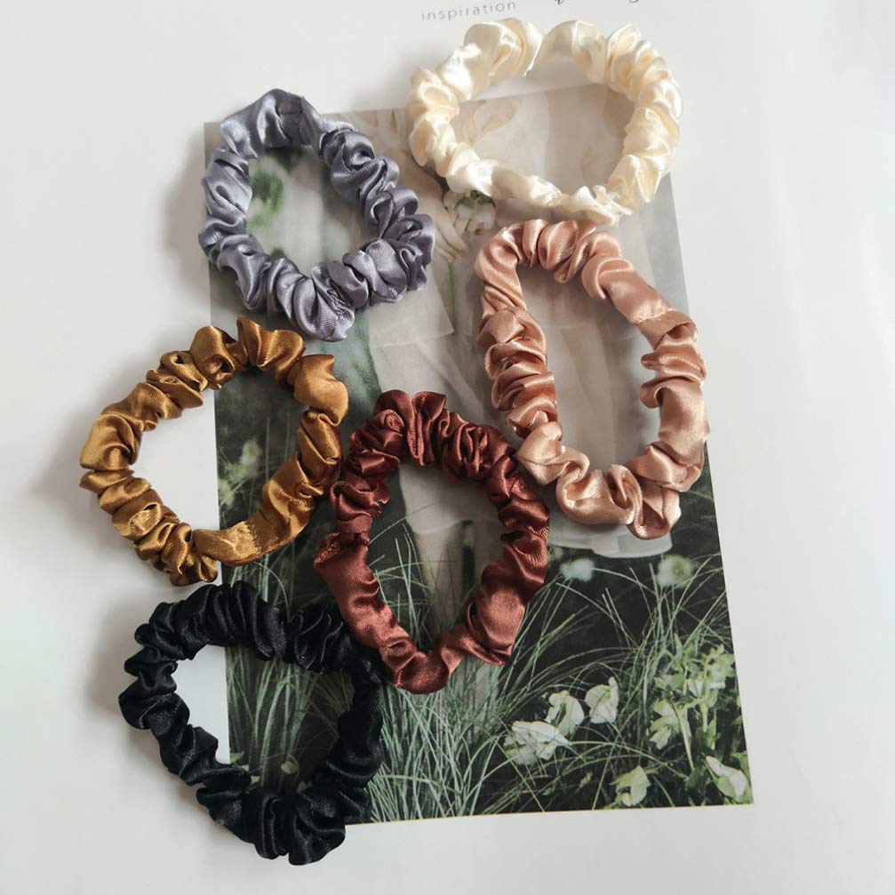 SOLUSTRE 12 Pcs Silk Hair Scrunchies - Soft Hair Ties & Bows for Women & Girls - Ponytail Holders & Hair Elastics for Daily Use, Workout, School & Party