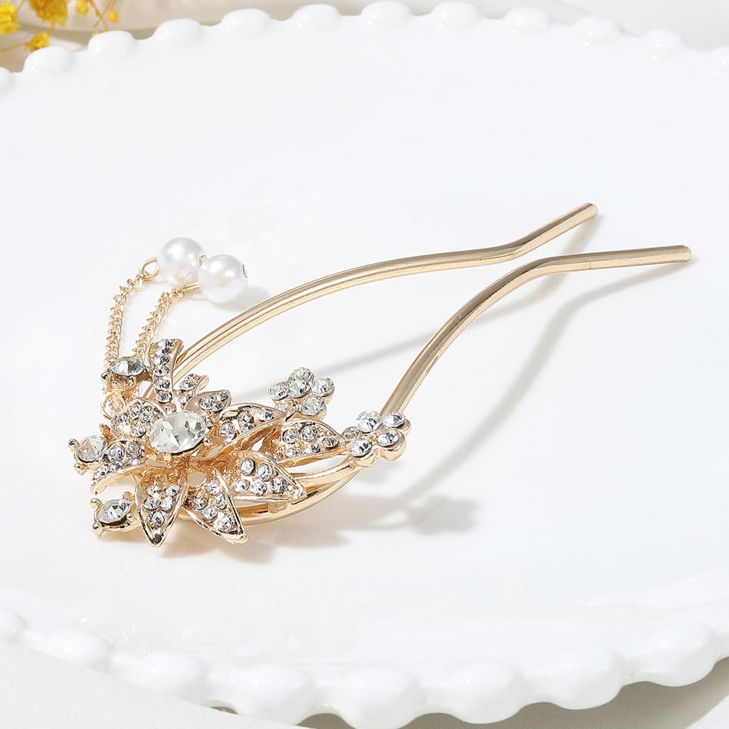 BARTOSI Crystal Hair Clips for Women - Rhinestone Hair Pins, Gold Wedding Hair Accessories for Bride, Prom, Party & Special Occasions