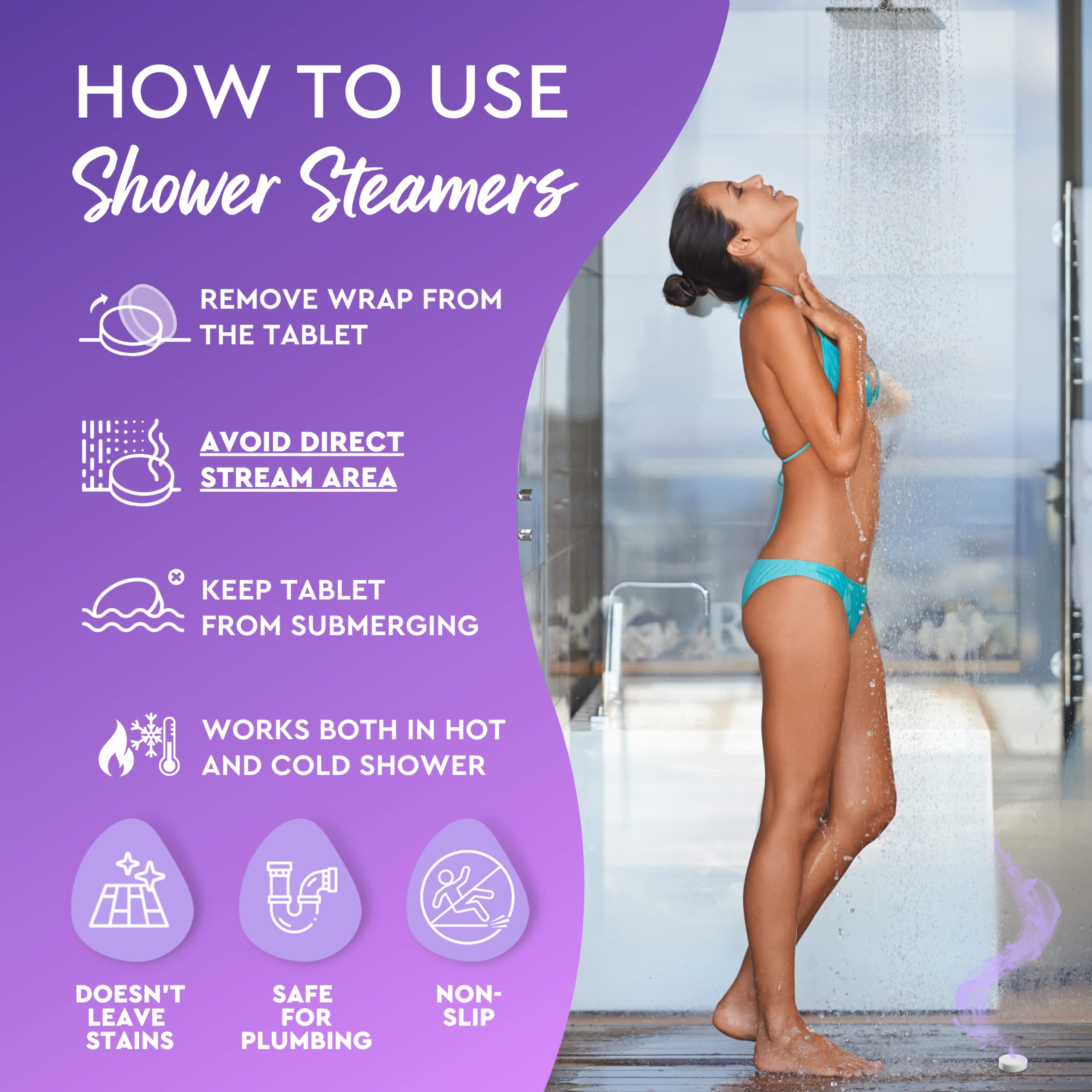 Cleverfy Aromatherapy Shower Steamers - 6-Pack Relaxing Lavender & Eucalyptus Shower Bombs for Stress Relief, Cold Relief & Spa-Like Experience at Home