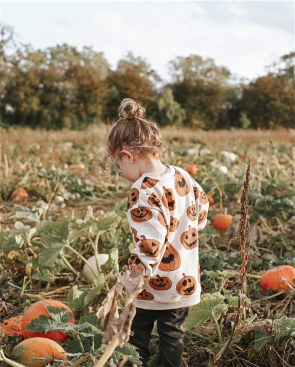 Adorable Halloween Pumpkin Sweatshirt & Bubble Romper Outfit for Toddler Boys & Girls - Cozy Fall Costume for Trick-or-Treating & Photo Shoots