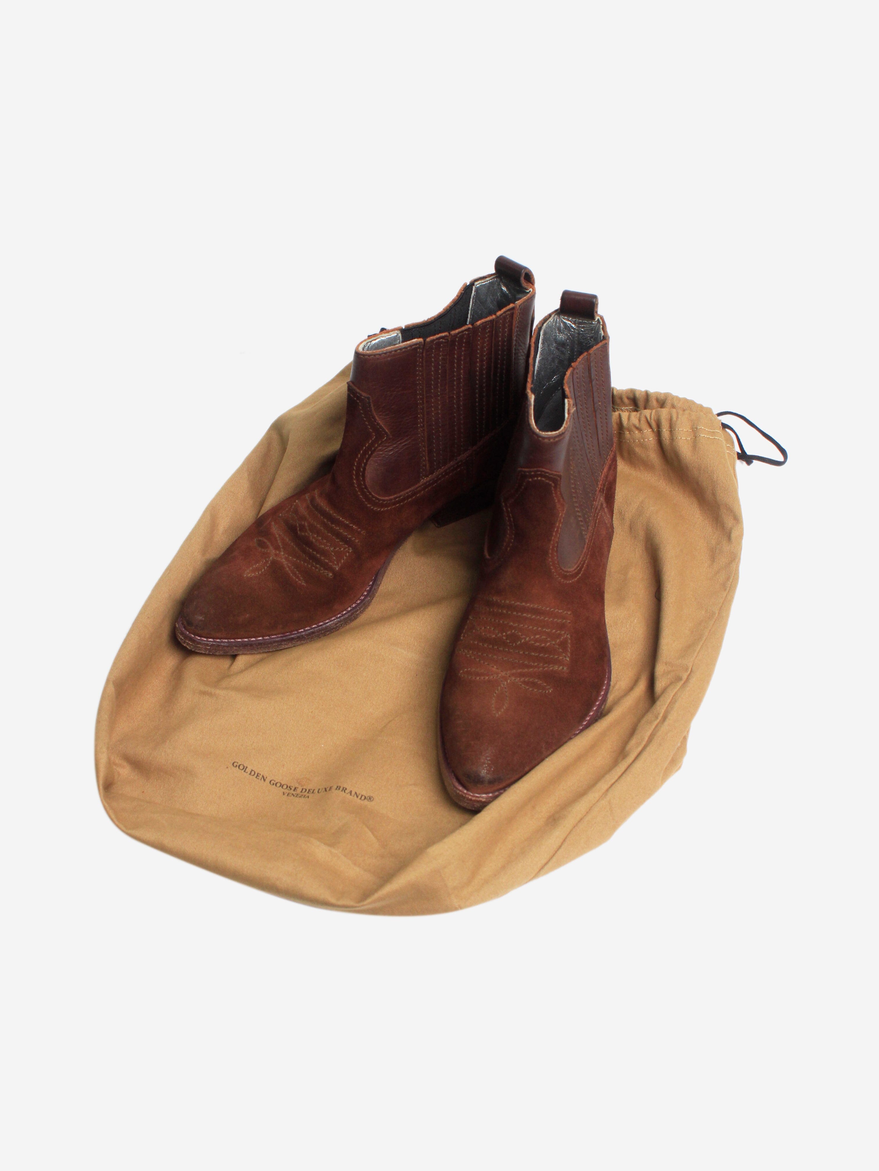 Brown Suede Western Ankle Boots for Women - Size EU 37 (US 6.5) | Comfortable Cowgirl Boots for Casual Wear, Country Music Festivals & Western Fashion Outfits