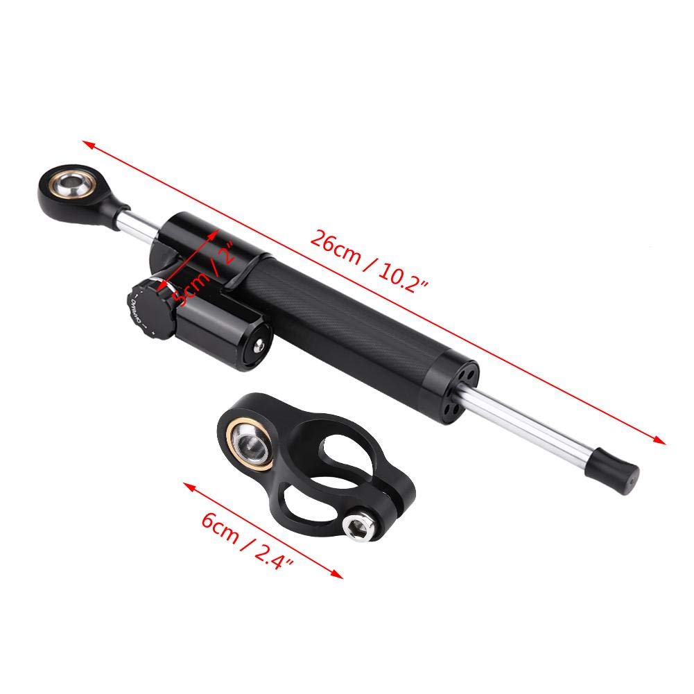 KIMISS Universal Motorcycle Steering Damper Stabilizer - Aluminum Linear Reversed Safety Control with Mounting Bracket | for Harley, Honda, Yamaha & More | Improves Handling on Rough Roads & High-Speed Riding