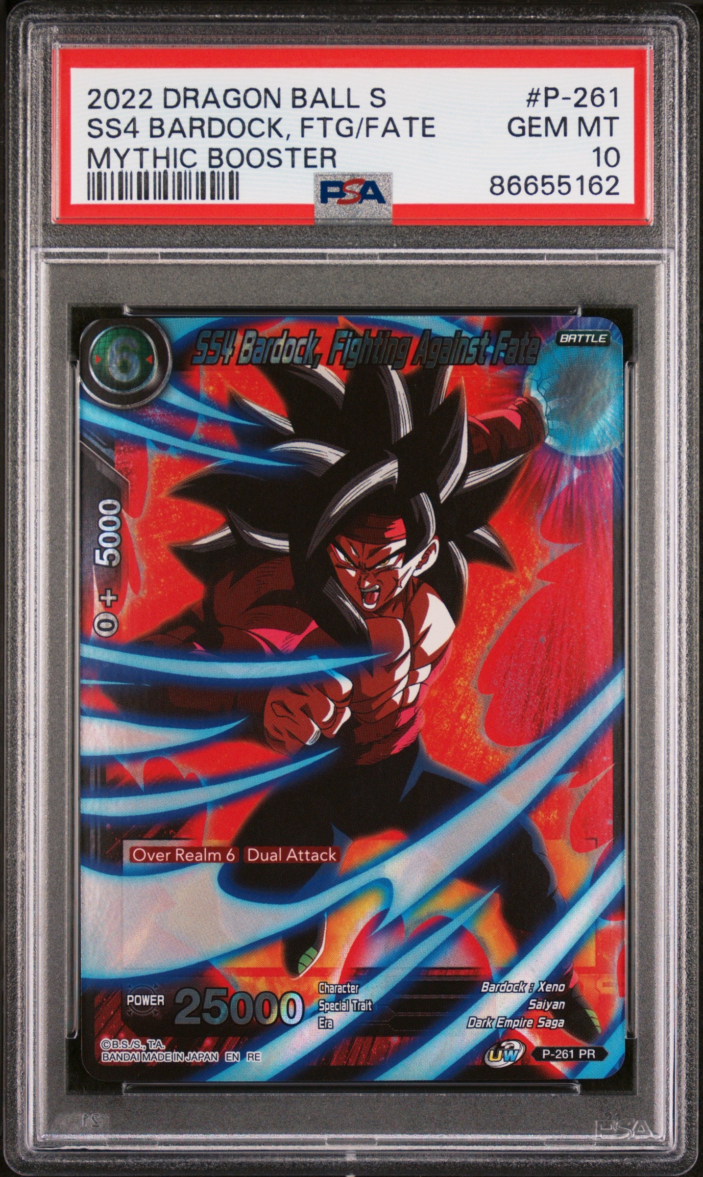 2022 Dragon Ball Super Mythic Booster SS4 Bardock FTG/FATE #P 261 PSA 10 Graded Card - Perfect for Collectors, Gaming Tournaments & Anime Fans Display