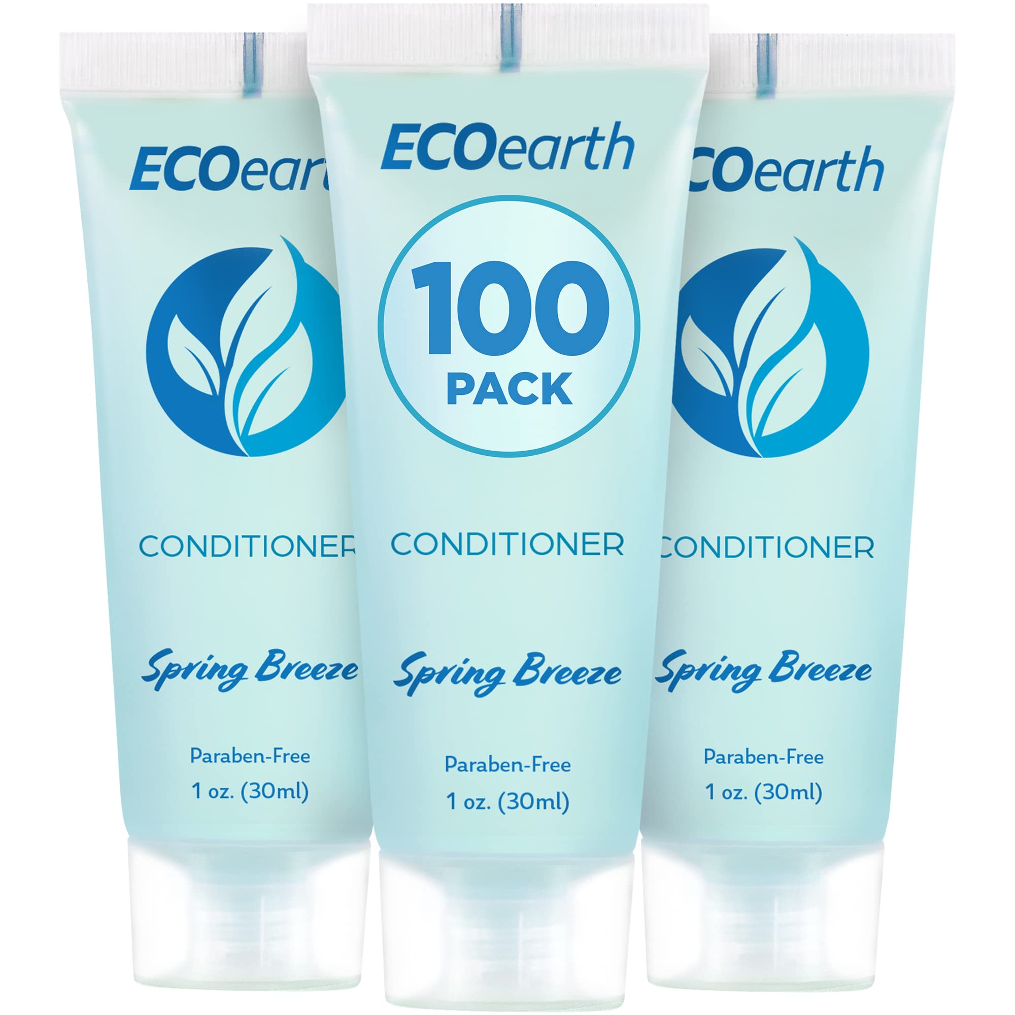 EcoEarth Travel Size Conditioner (1 fl oz, 100 PK, Spring Breeze) - Bulk Hotel Toiletries for Guests | Revitalizing & Refreshing Mini Conditioner | Perfect for Hotels, Spas, Gyms & Travel Amenities