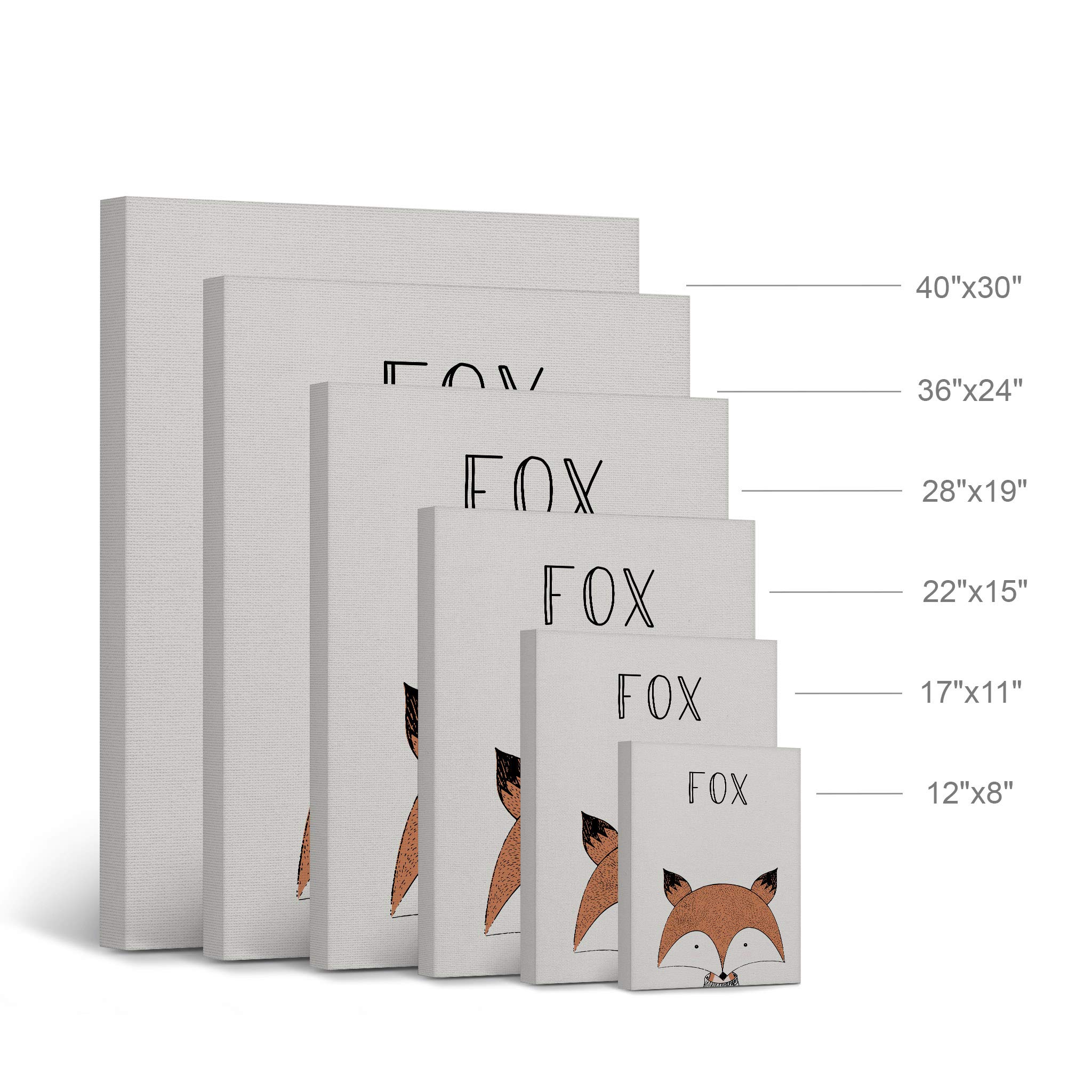 Pretty Fox Painting and Lettering Canvas Print - Cream Background Wall Art for Kids Room, Nursery & Baby Room Decor - Made in USA 40x30 - Perfect for Birthday Gifts, Baby Showers & Children's Bedroom Decoration