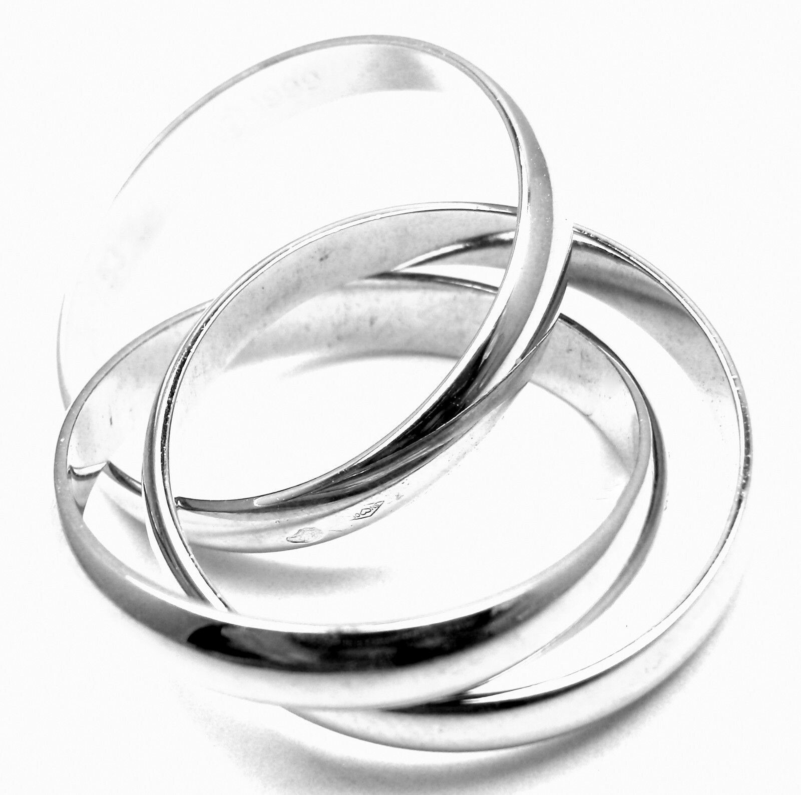 Authentic Cartier 18k White Gold Trinity Band Ring - Size 53 (US 6.25) - Luxury Wedding Band, Anniversary Gift & Everyday Jewelry for Women