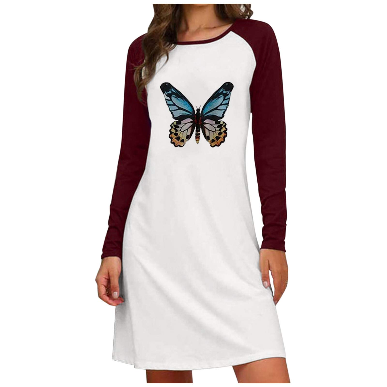 LAILAIJU Women's Casual Loose Long Sleeve Dress with Wild Print - Summer Cocktail Party Dress for Women | Perfect for Beach Vacations, Date Nights & Outdoor Events