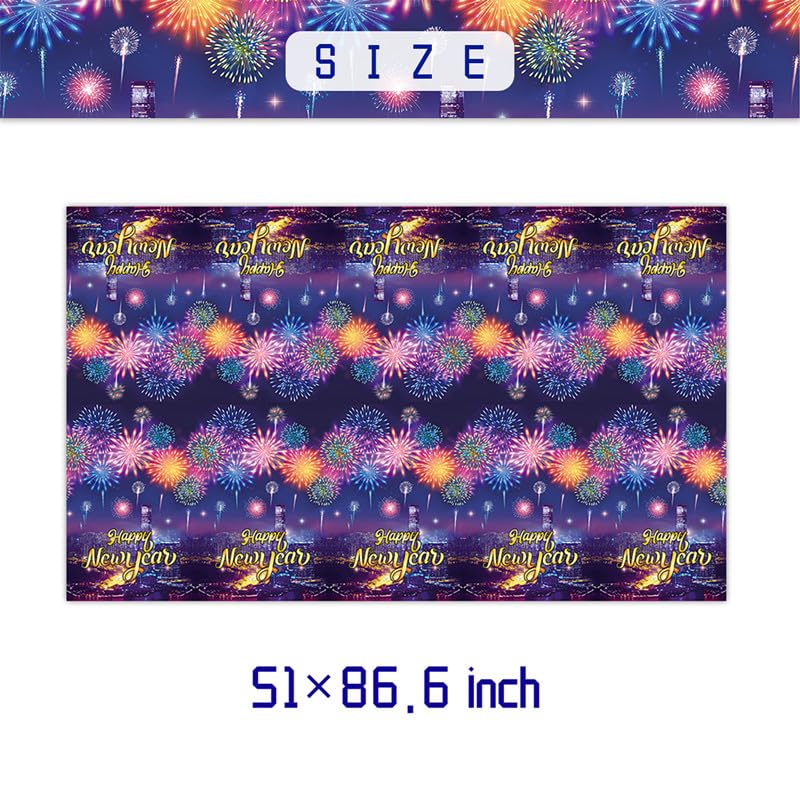 2025 New Year's Eve Plastic Tablecloth - Party Supplies & Table Decorations for NYE Celebrations, Happy New Year Decor - Perfect for Home, Office & Holiday Gatherings