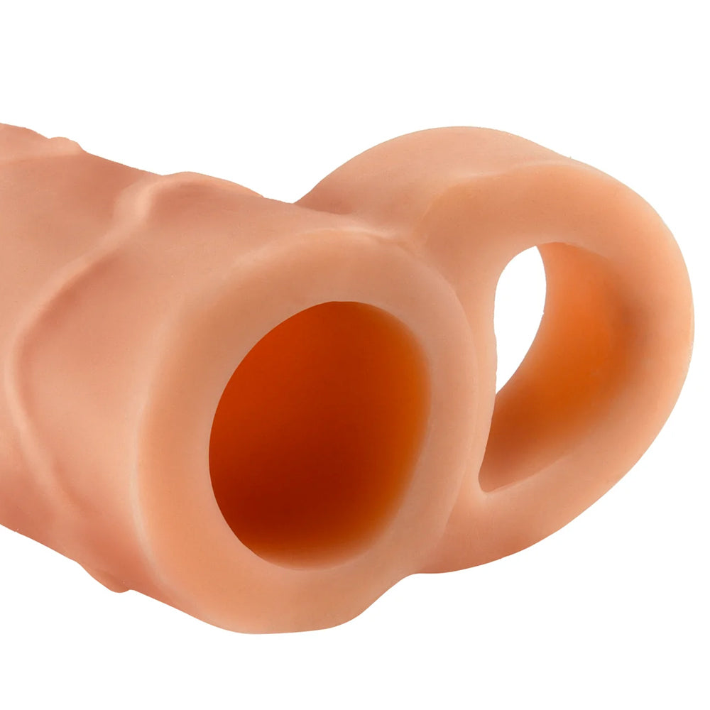 Fantasy X Tensions Realistic Penis Extender Sleeve with Adjustable Ball Strap - Enhances Size & Pleasure for Couples & Solo Play - Perfect for Spicing Up Intimate Moments & Role Play Scenes