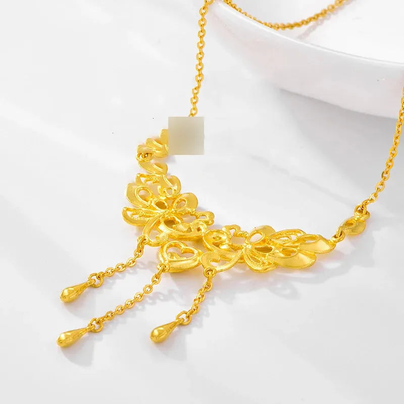 24K Pure Gold Necklace for Women - Real 999 Solid Gold Chain, Elegant & Trendy Classic Jewelry for Party, Wedding, Anniversary & Special Occasions - Hot Selling in 2023