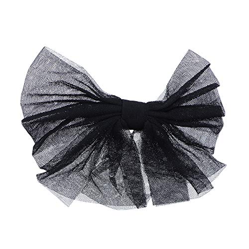 Large Chiffon Hair Bow With Rhinestones For Girls - Black Elegant Hair Accessory for Parties Weddings and Special Occasions