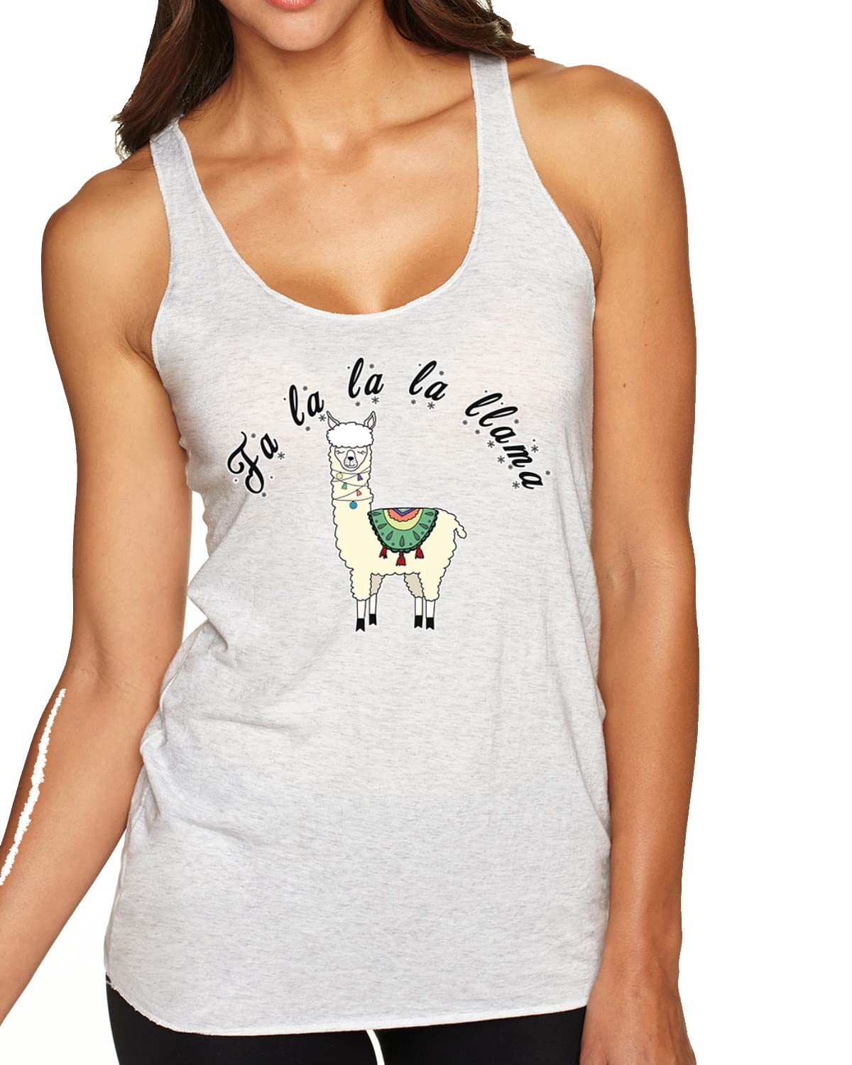 FA la la la Llama Christmas Tri-Blend Racerback Tank Top - Soft & Comfortable Women's Holiday Shirt for Xmas Party & Festive Outfits