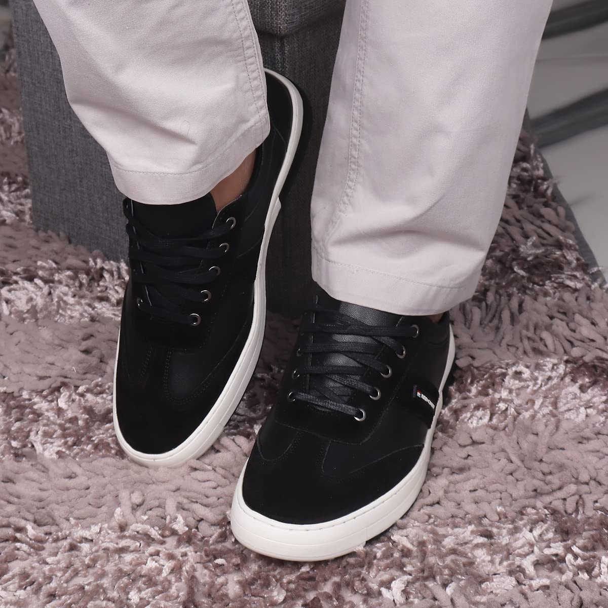 Red Chief Men's Black Leather Sneakers - Comfortable & Stylish Casual Shoes for Walking, Travel & Everyday Wear