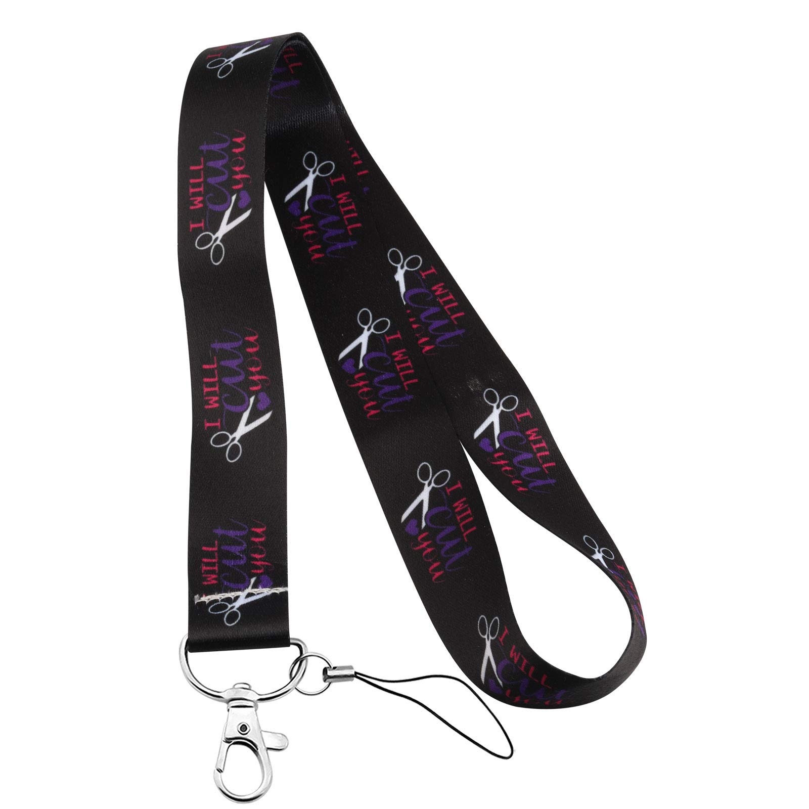 Funny Hair Stylist Lanyard - 'I Will Cut You' Gift for Cosmetology Graduation - Salon & Barber Shop Accessory