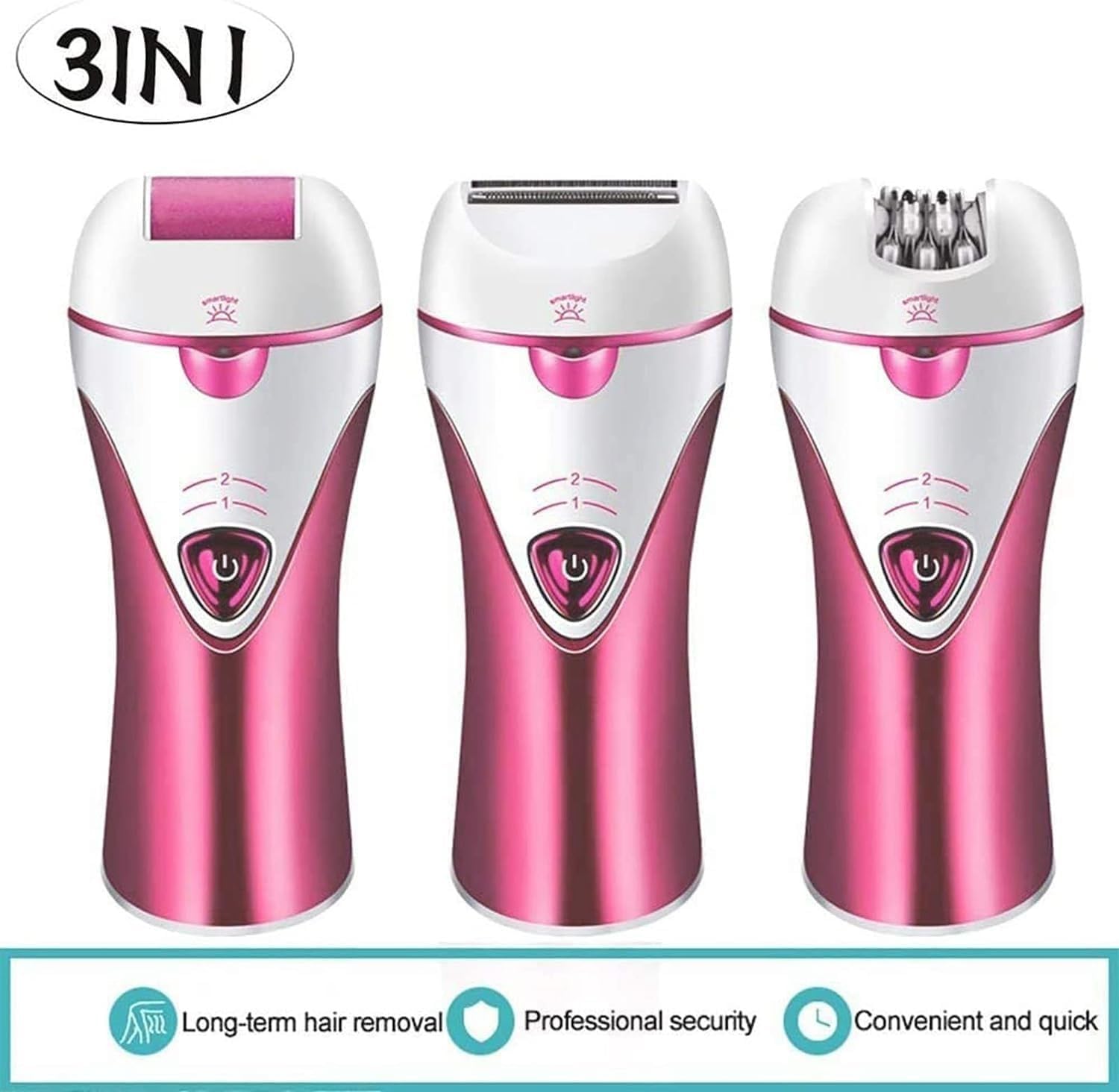 Best Women's Epilator Hair Removal System - 4-in-1 Electric Epilator, Trimmer, Shaver & Wet/Dry Razor for Legs, Face & Body | Painless Hair Removal for Smooth Skin at Home or Travel