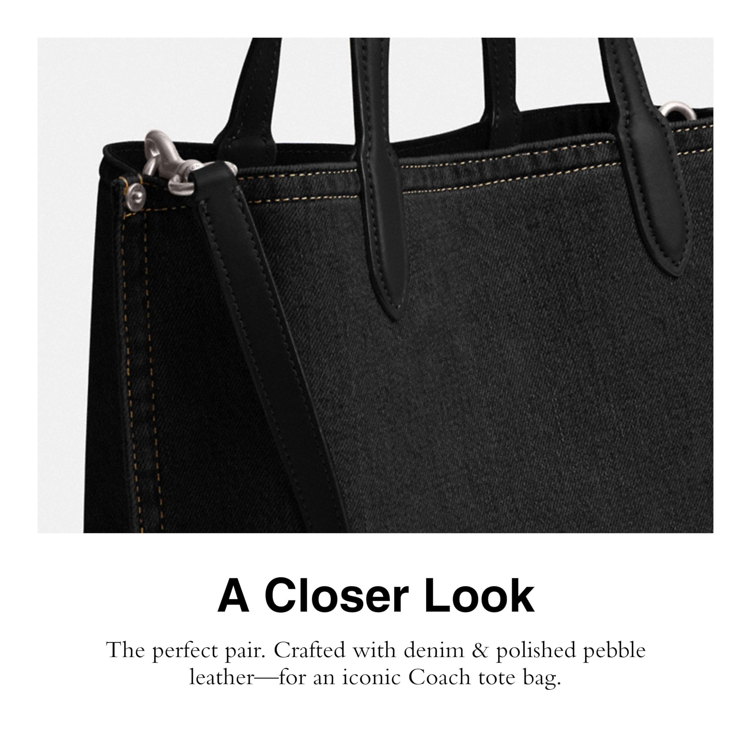 Coach Women's Denim Willow Tote 24 - Stylish Designer Handbag for Work, Travel & Everyday Use | Premium Blue Denim Shoulder Bag | Perfect Gift for Women
