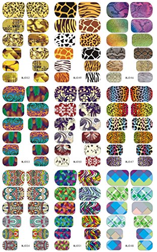 enForten 1 Sheet 9 Designs Water Transfer Nail Decals - Animal Print Leopard Tiger Snake Nail Wraps - Full Nail Stickers for DIY Nail Art & Tips - Perfect for Salon, Home Manicure & Beauty Decorations