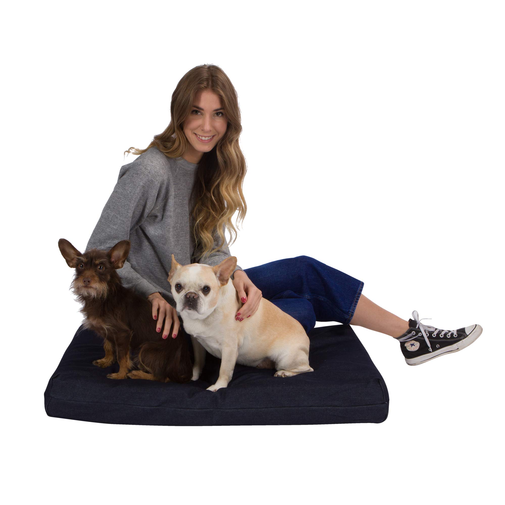 Orthopedic Dog Bed with Gel Memory Foam - Washable Pet Bed for Large & Medium Dogs, Removable Cover & Supportive Sleeping Surface (Medium Blue) - Perfect for Arthritis Relief & Comfortable Lounging in Living Room or Bedroom