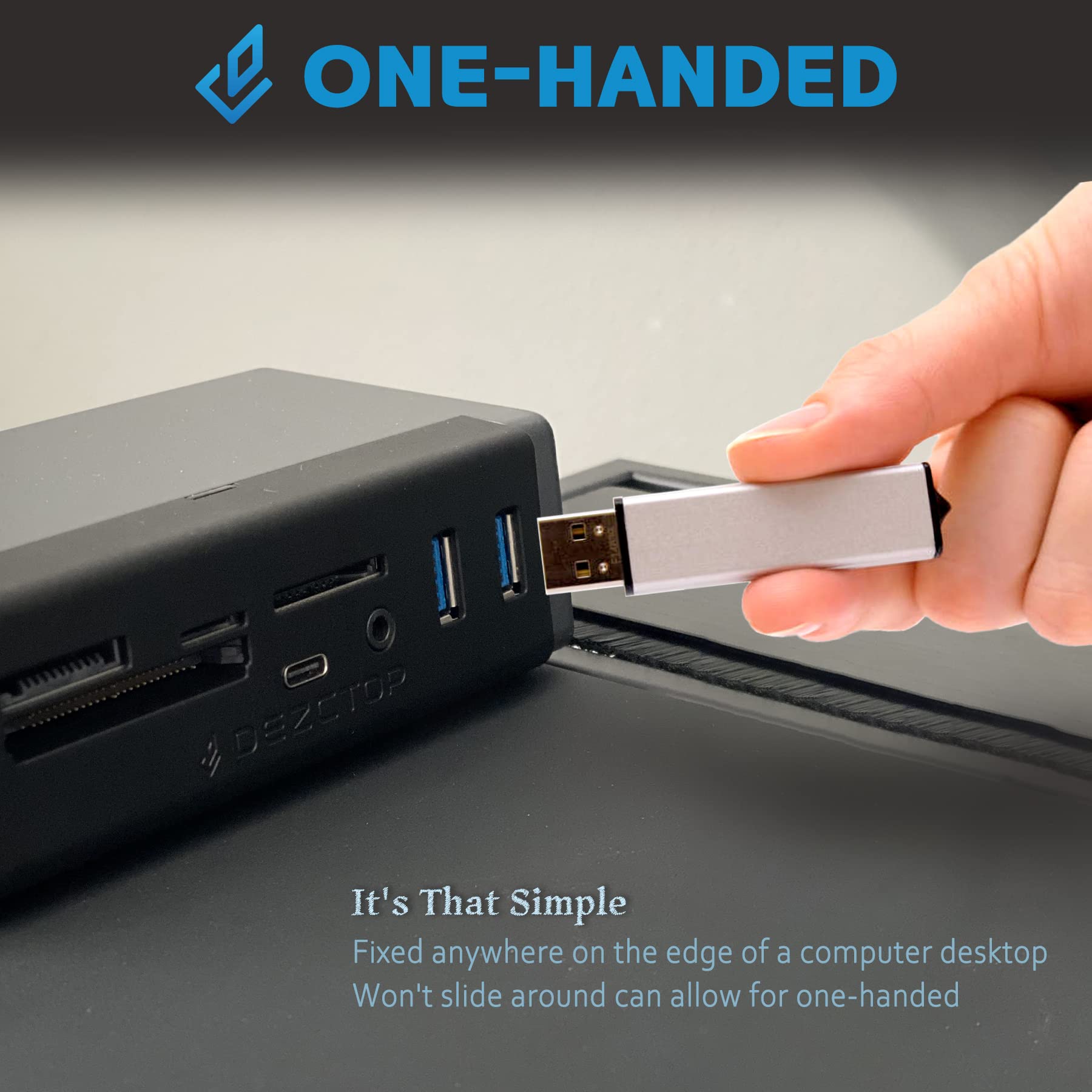 DEZCTOP USB 3.2 Gen 2 7-in-1 Clamp Hub with SD/TF Card Reader, 10Gbps High Speed Data Transfer, 4.92ft USB-C to USB-A Adapter - Compatible with MacBook, Windows & Linux Laptops for Office, Gaming & Home Use