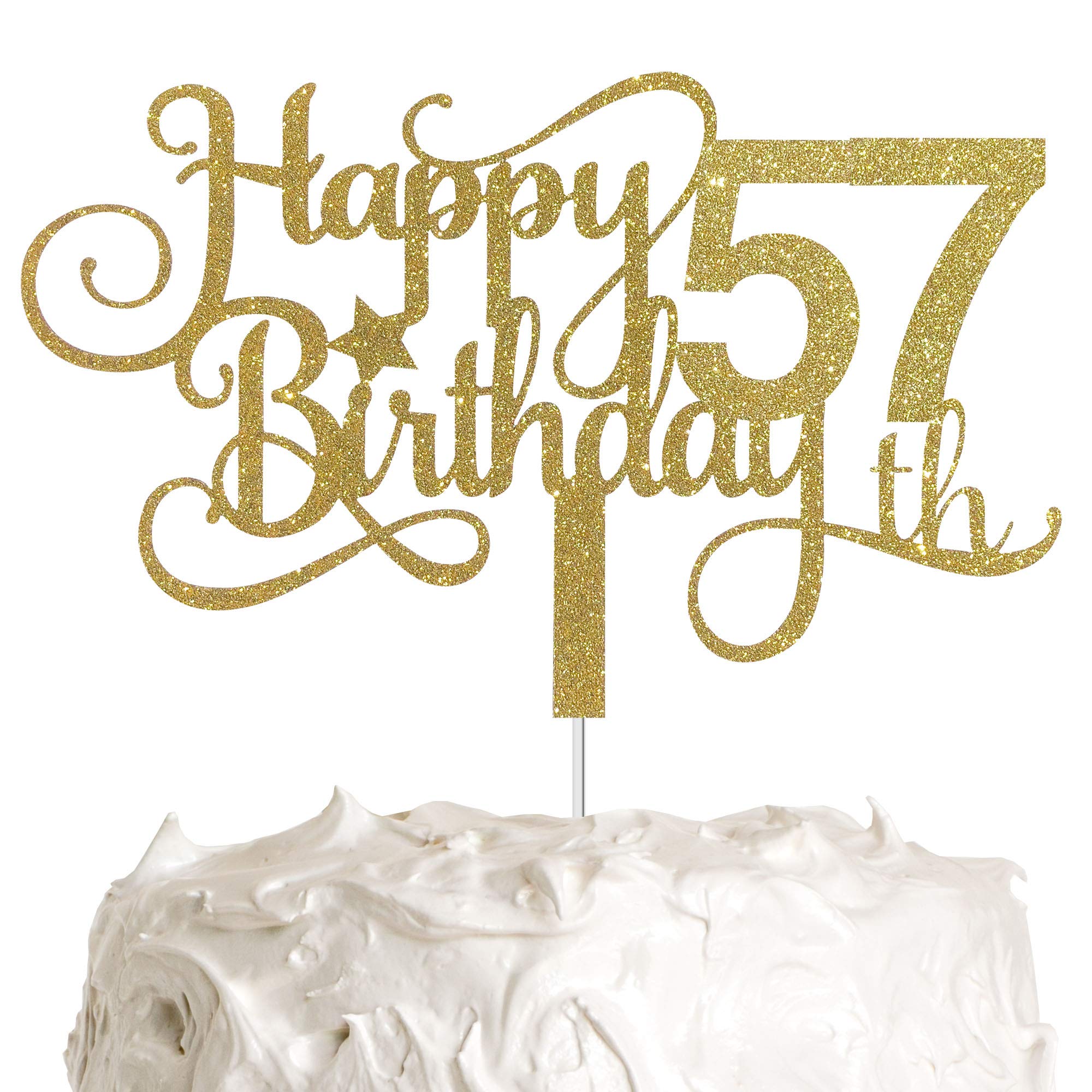 ALPHA K GG 57th Birthday Cake Topper - Happy 57th Birthday Decorations for Cake & Party - Perfect for 57th Birthday Celebrations, Anniversaries, and Retirement Parties